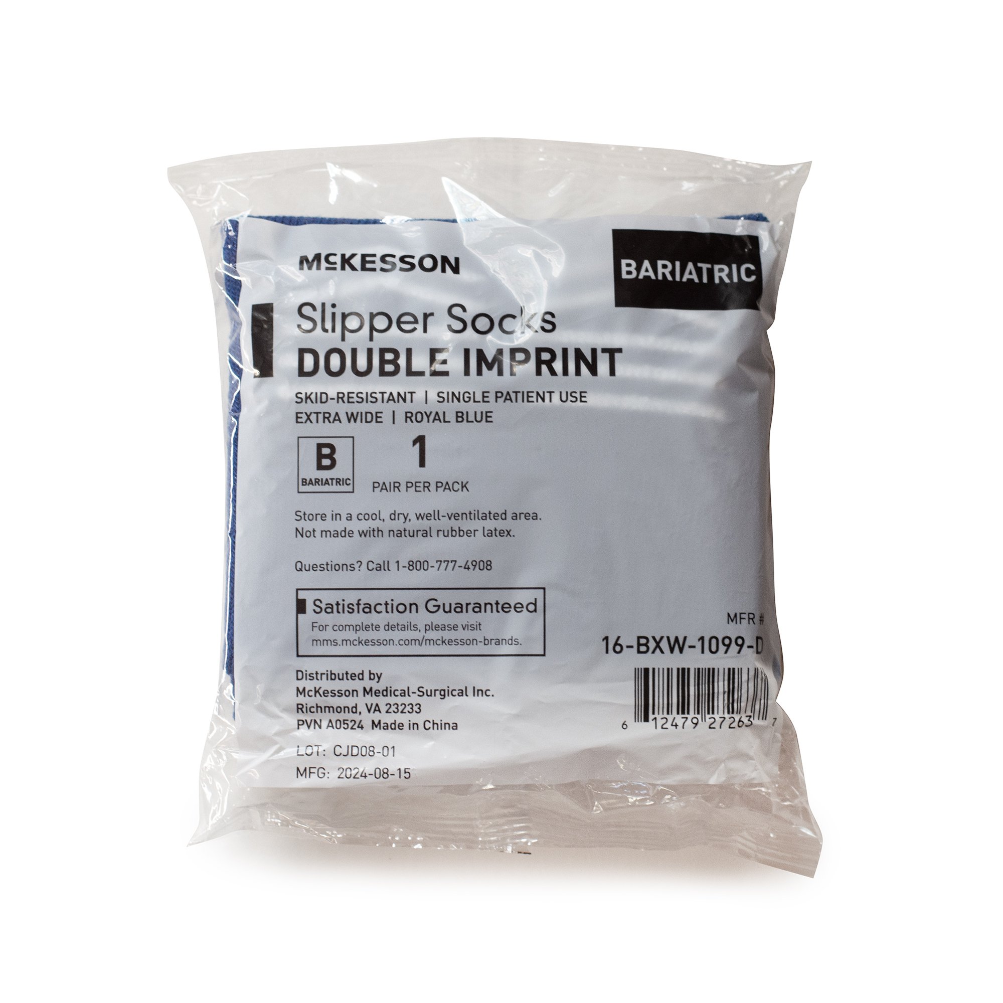 McKesson Brand 16-BXW-1099-D - McKesson Slipper Socks, Double Tread, Bariatric, Kingfisher Blue - 1/Pair, 48/Case