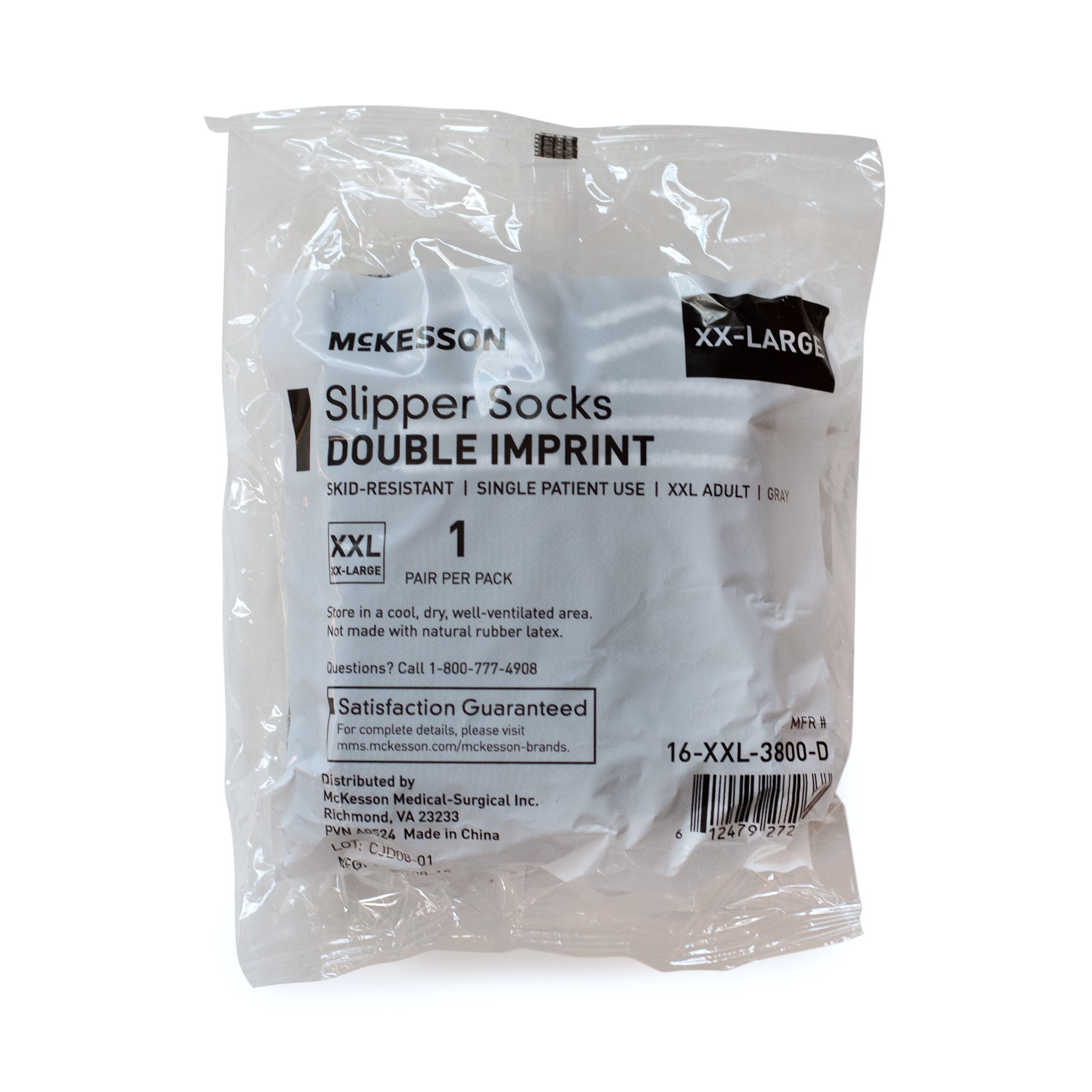 McKesson Brand 16-XXL-3800-D - McKesson Slipper Socks, Double Tread, 2X-Large, Gray - 1/Pair, 48/Case