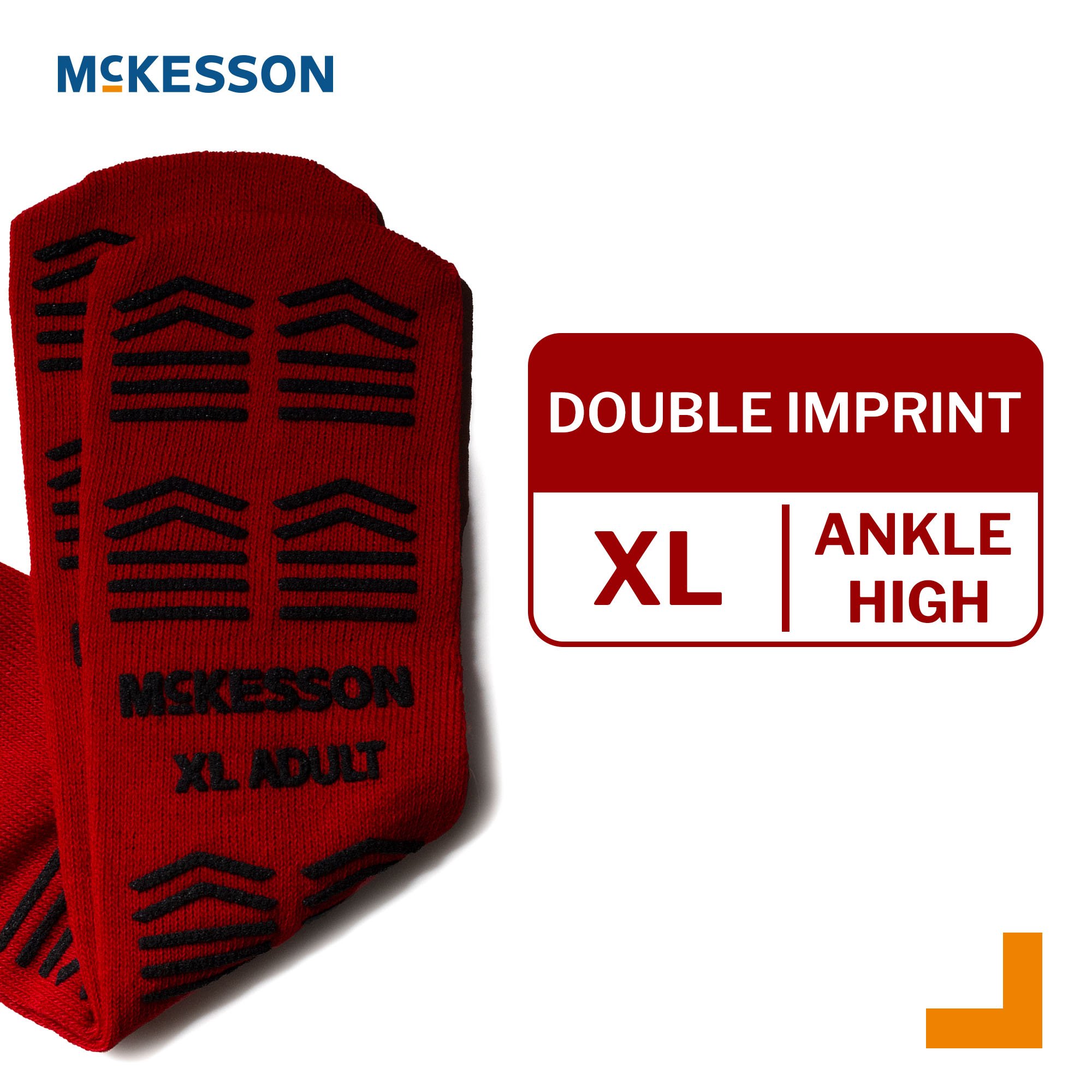 McKesson Brand 16-XL-3811-D - McKesson Slipper Socks, Double Tread, Extra Large, Red - 1/Pair, 48/Case