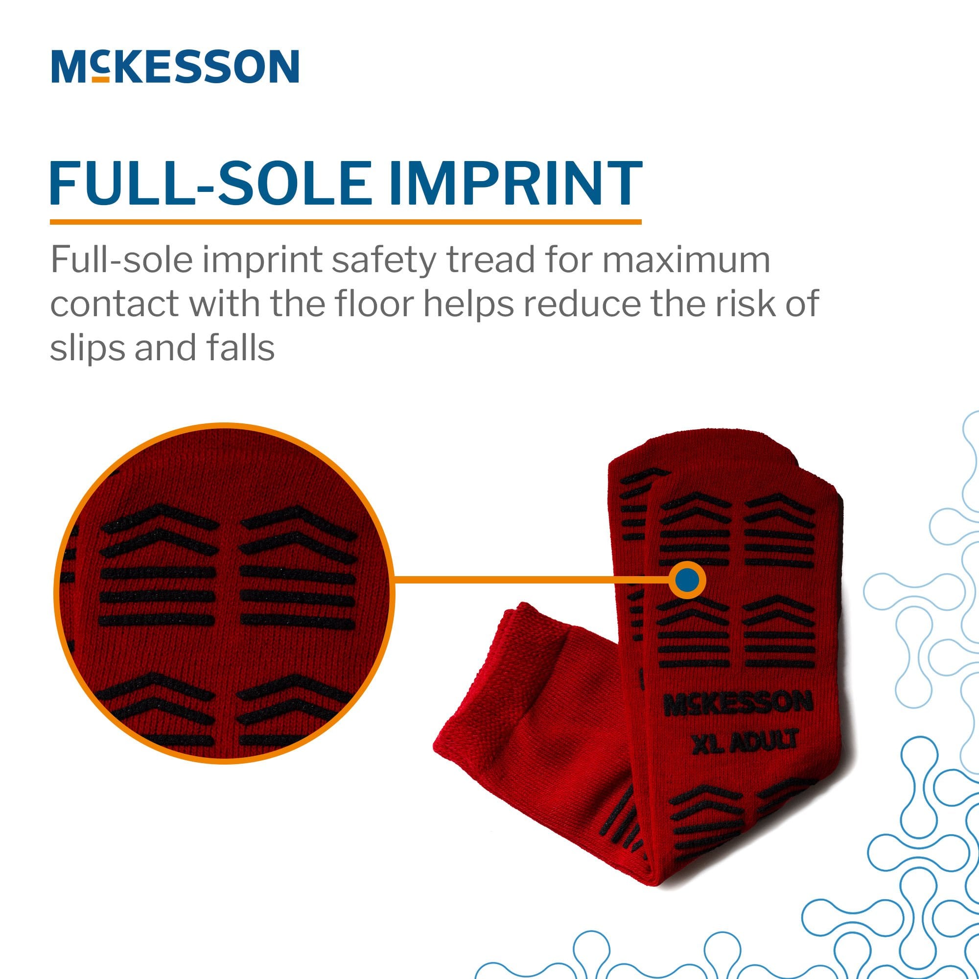 McKesson Brand 16-XL-3811-D - McKesson Slipper Socks, Double Tread, Extra Large, Red - 1/Pair, 48/Case