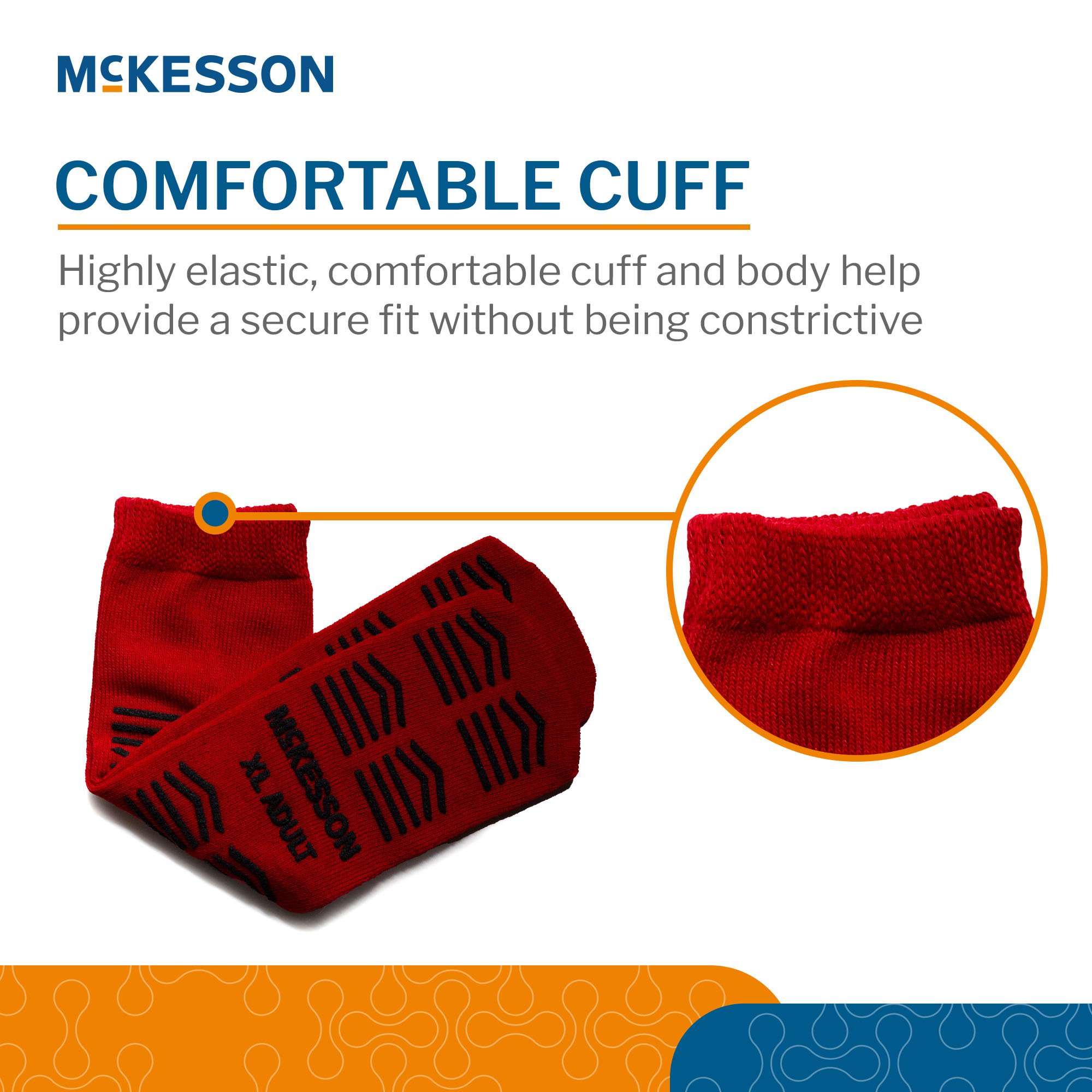 McKesson Brand 16-XL-3811-D - McKesson Slipper Socks, Double Tread, Extra Large, Red - 1/Pair, 48/Case