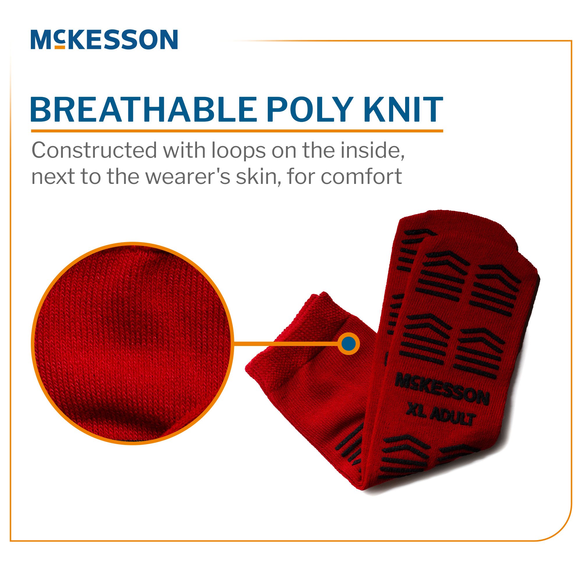 McKesson Brand 16-XL-3811-D - McKesson Slipper Socks, Double Tread, Extra Large, Red - 1/Pair, 48/Case
