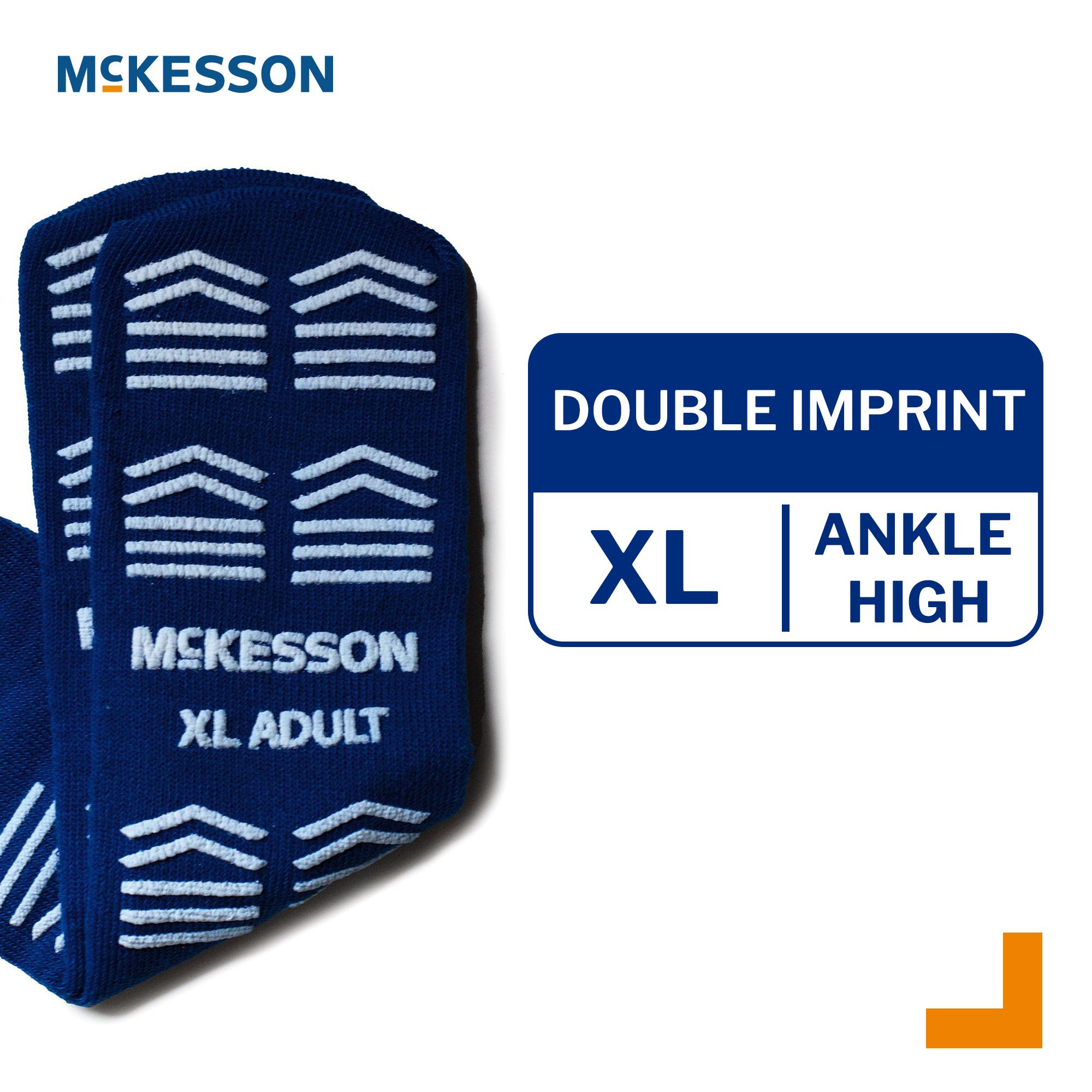 McKesson Brand 16-XL-3816-D - McKesson Slipper Socks, Double Tread, Extra Large, Dark Blue - 1/Pair, 48/Case