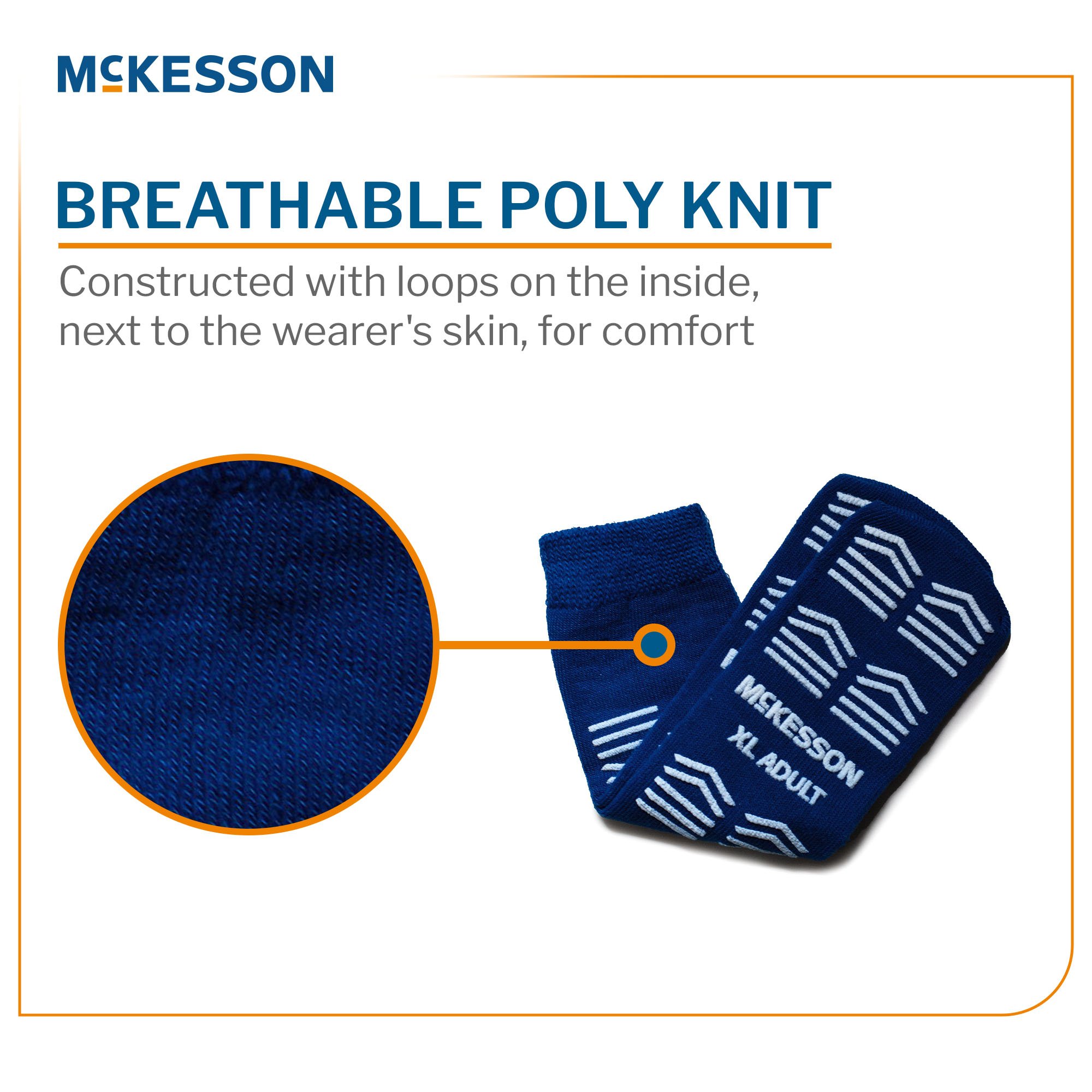 McKesson Brand 16-XL-3816-D - McKesson Slipper Socks, Double Tread, Extra Large, Dark Blue - 1/Pair, 48/Case