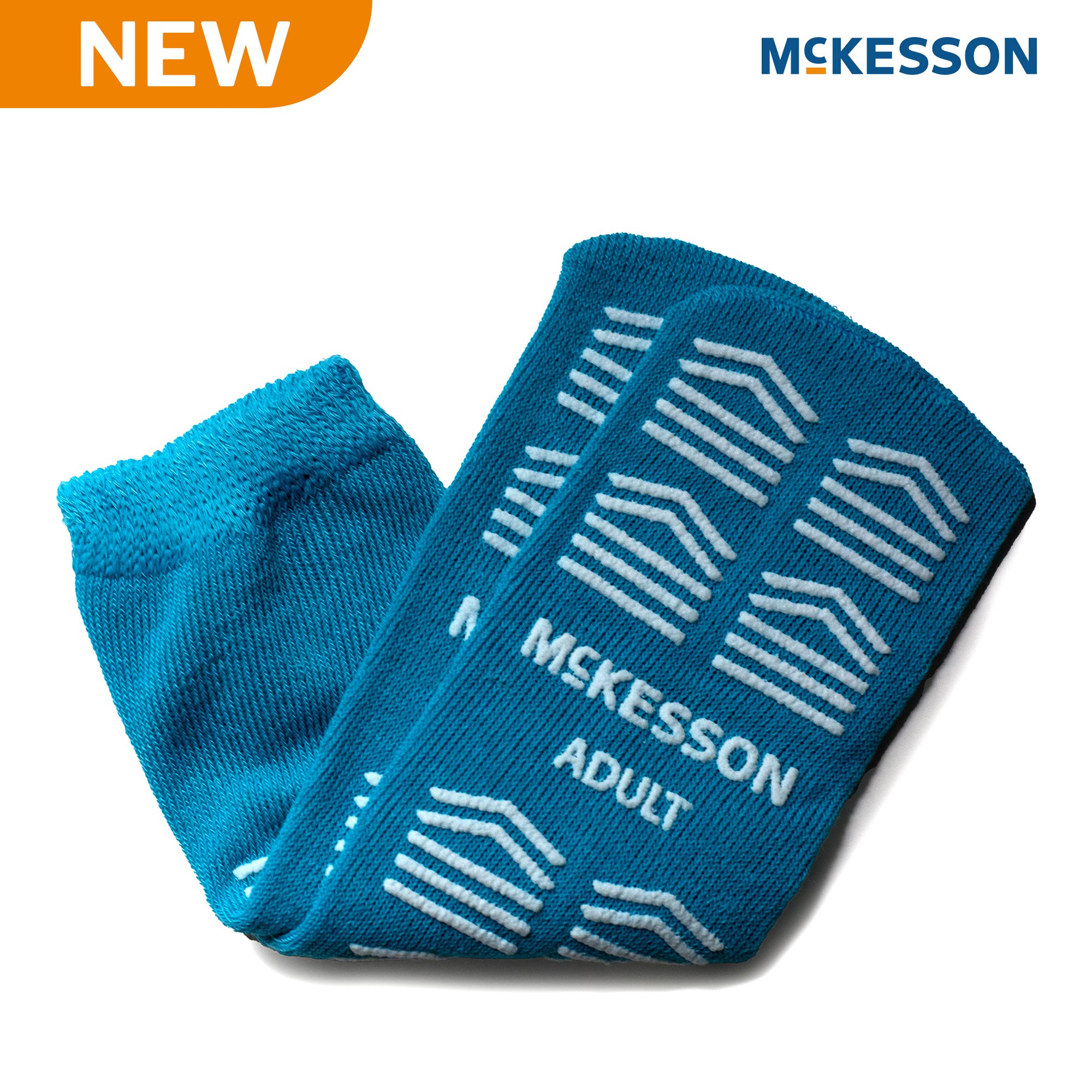 McKesson Brand 16-A-3828-D - McKesson Slipper Socks, Double Tread, Adult, Teal - 1/Pair, 48/Case