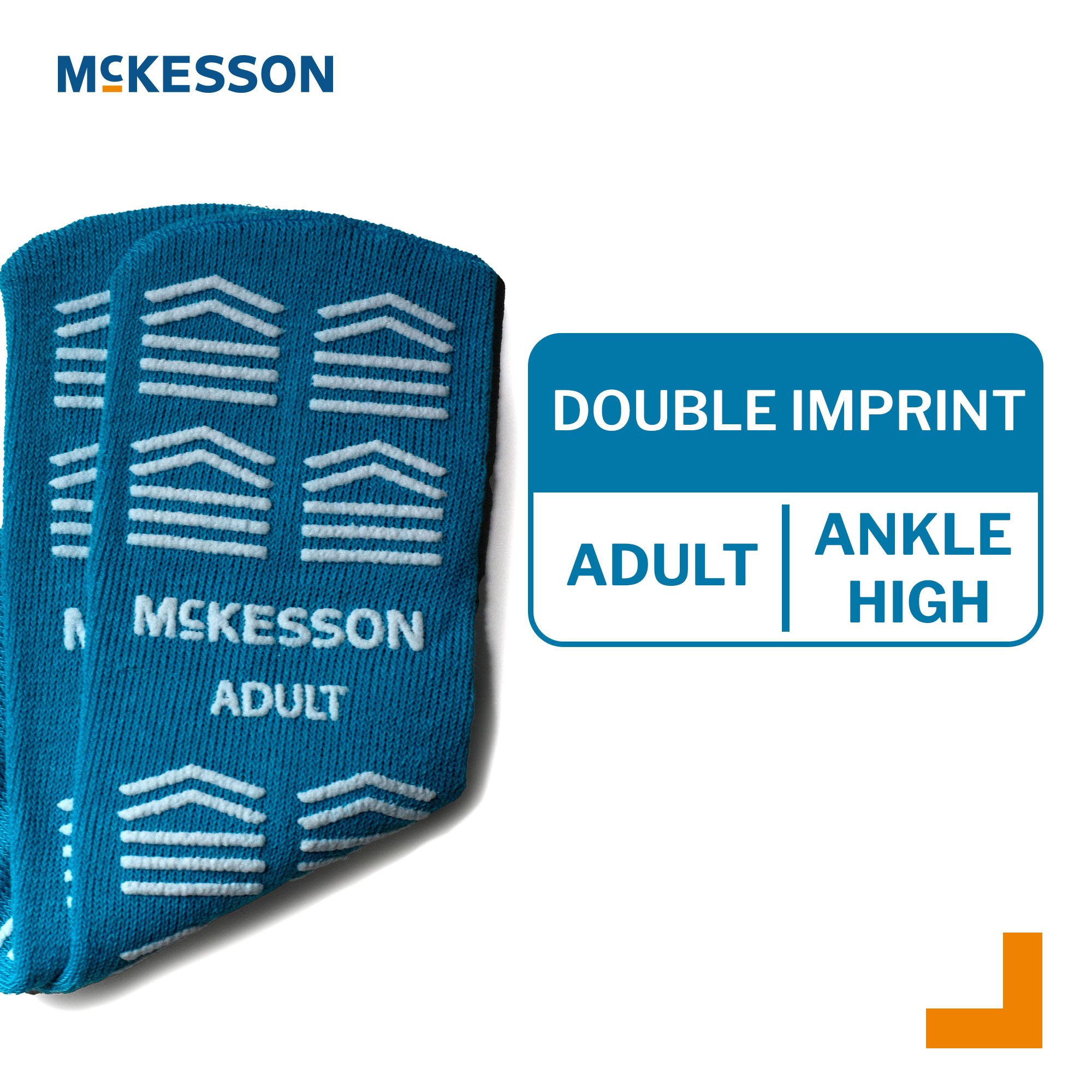 McKesson Brand 16-A-3828-D - McKesson Slipper Socks, Double Tread, Adult, Teal - 1/Pair, 48/Case