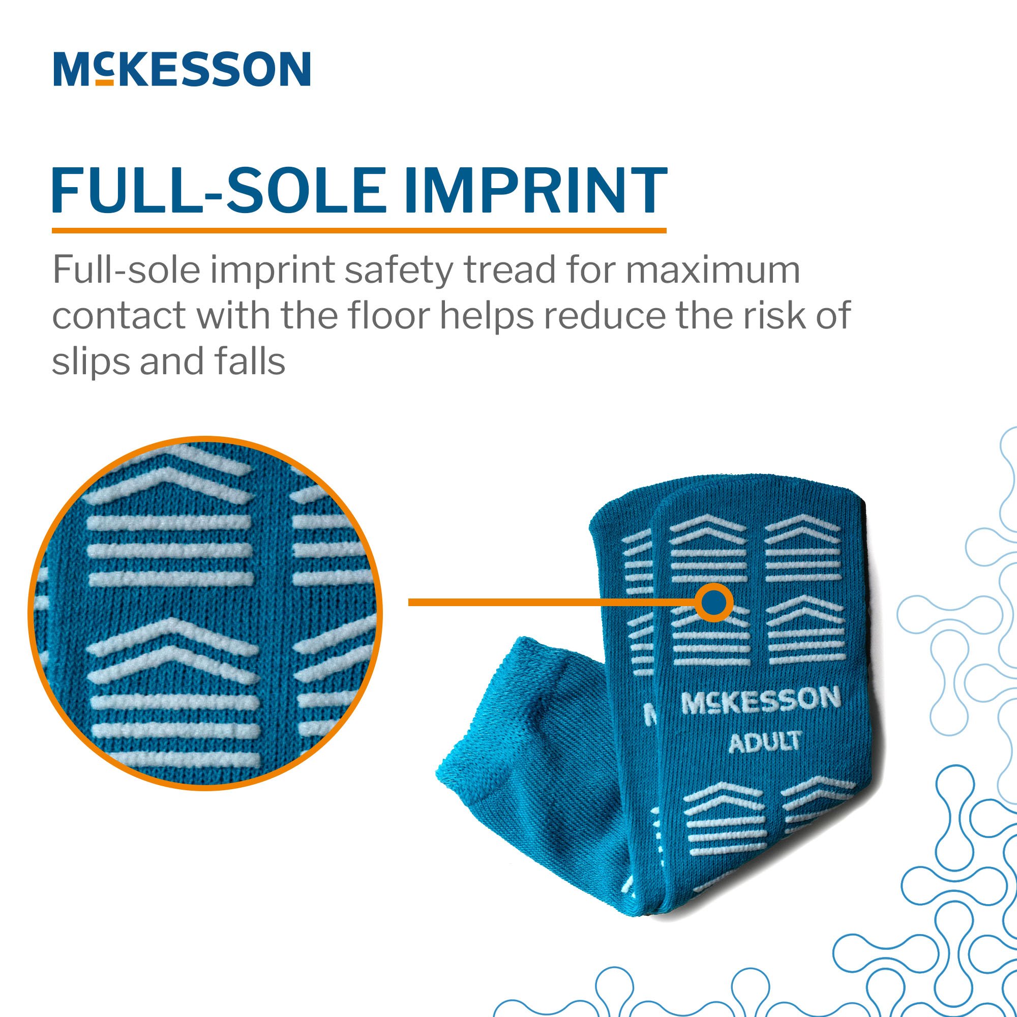 McKesson Brand 16-A-3828-D - McKesson Slipper Socks, Double Tread, Adult, Teal - 1/Pair, 48/Case