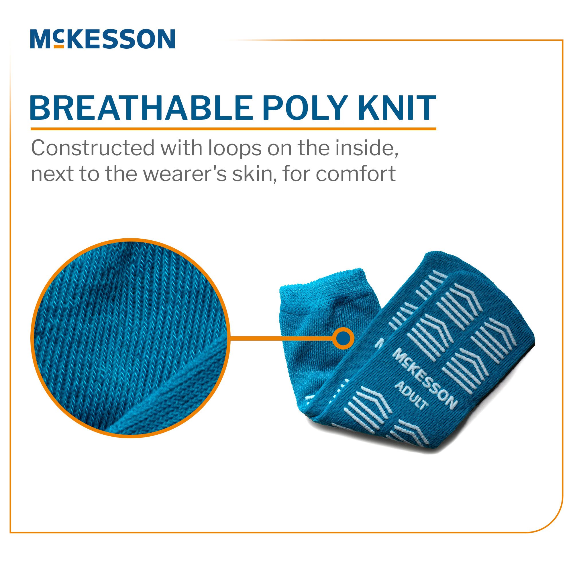 McKesson Brand 16-A-3828-D - McKesson Slipper Socks, Double Tread, Adult, Teal - 1/Pair, 48/Case