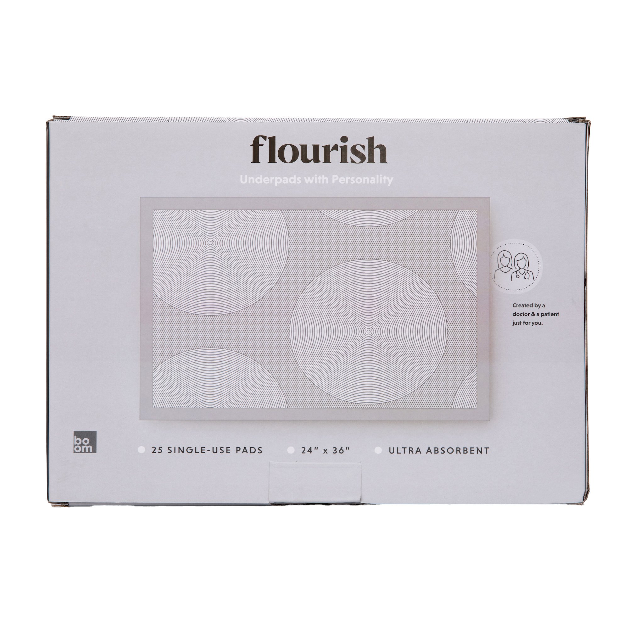 Boom Home Medical BINAUPDGC025 - Boom Home Medical Flourish Ultra Absorbent Underpads, Dove Gray - 25/Box, 150/Case