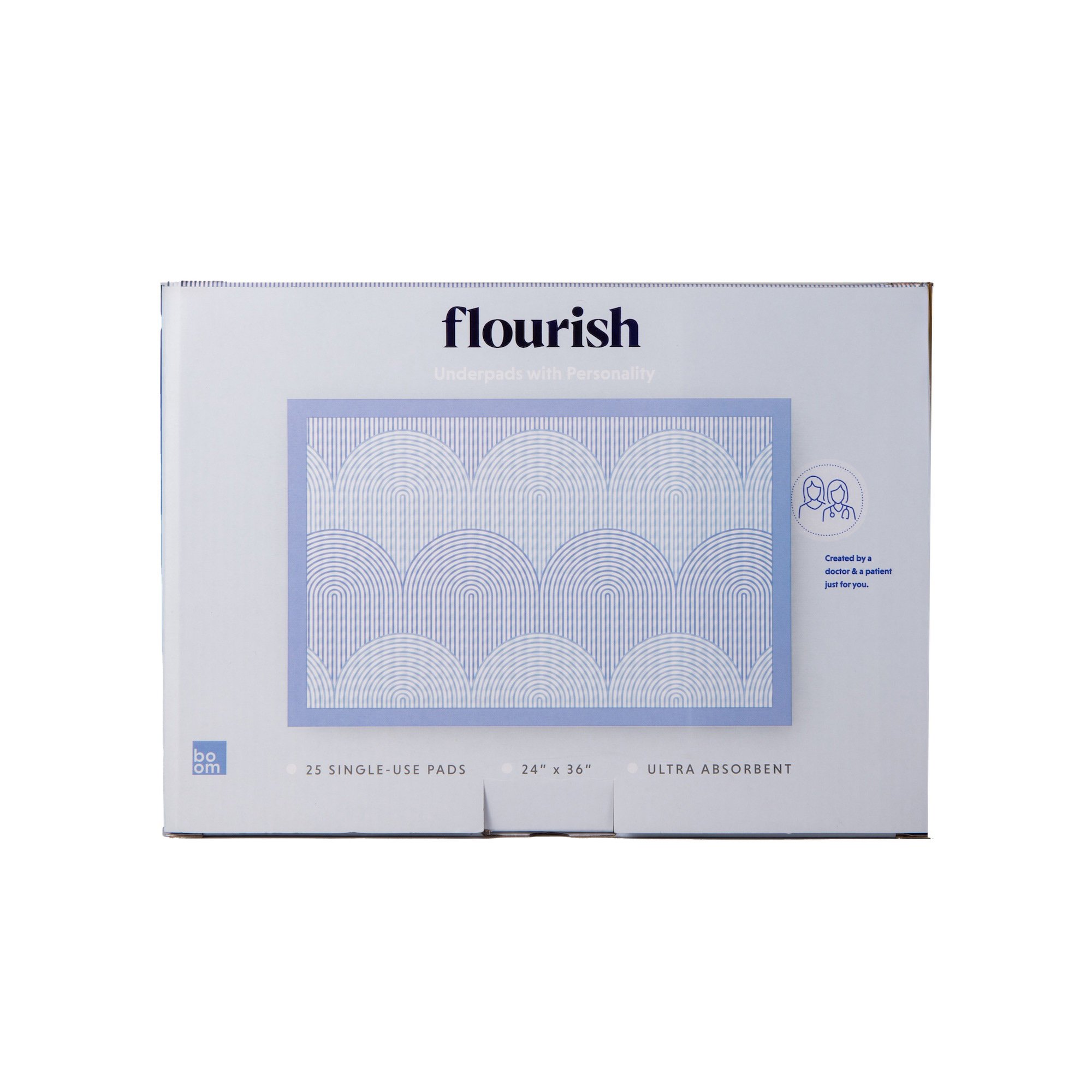 Boom Home Medical BINAUPPA025 - Boom Home Medical Flourish Ultra Absorbent Underpads, Periwinkle - 25/Box, 150/Case