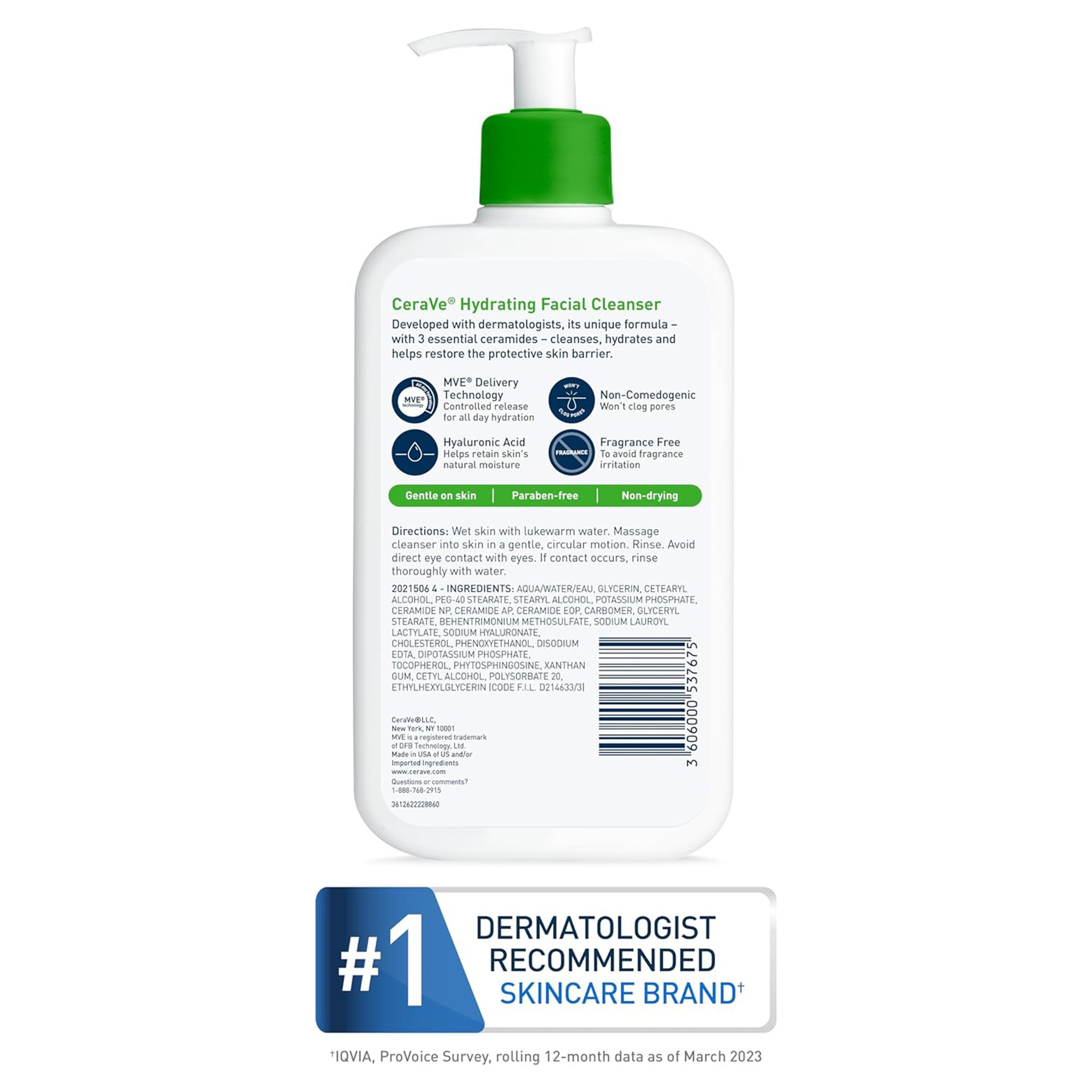 Loreal USA 60600053770 - CeraVe® Foaming Facial Cleanser for Normal to Oily Skin, 16-ounce Pump Bottle - 1/Each
