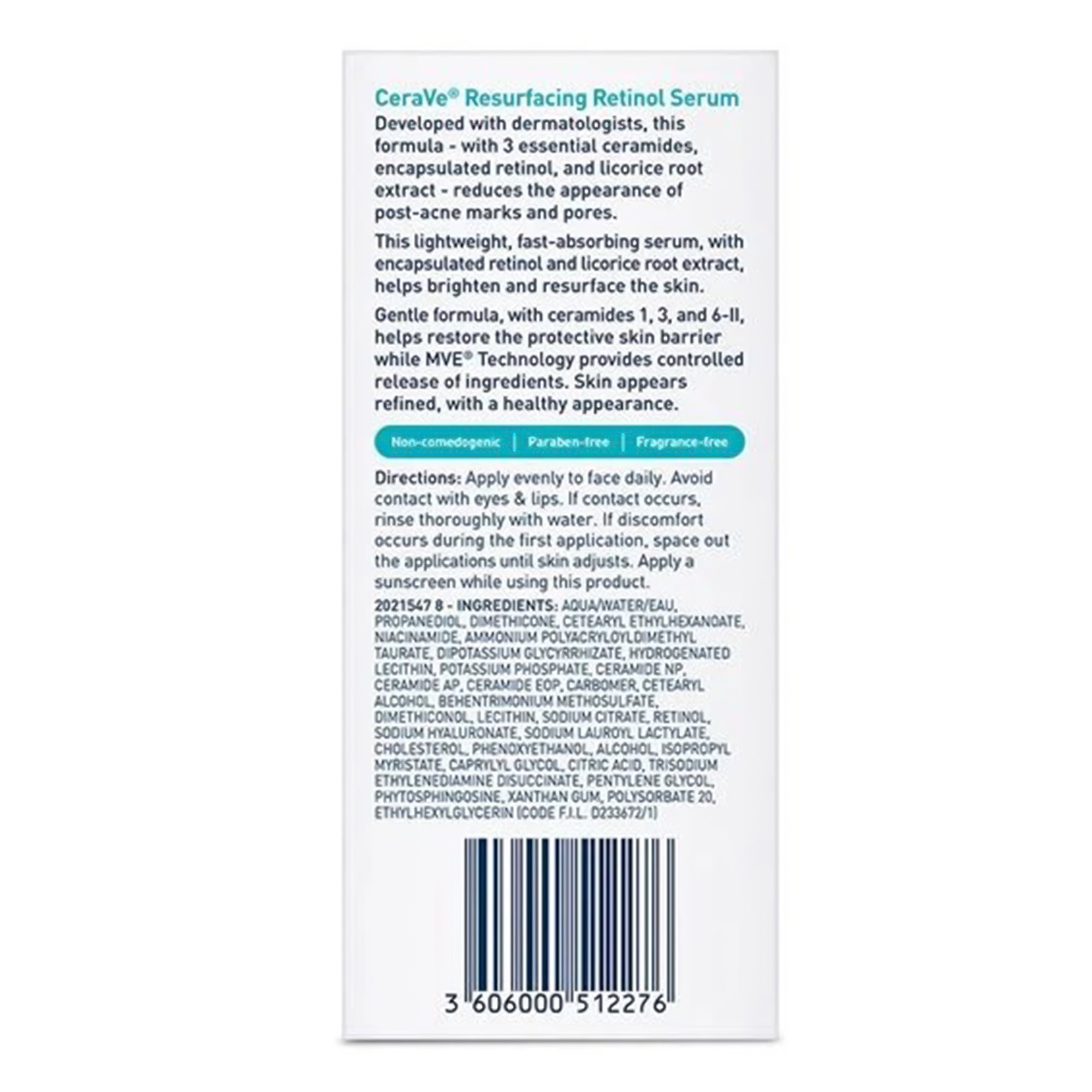 Loreal USA 60600051227 - CeraVe® Resurfacing Encapsulated Retinol Serum, 1-ounce Bottle - 1/Each