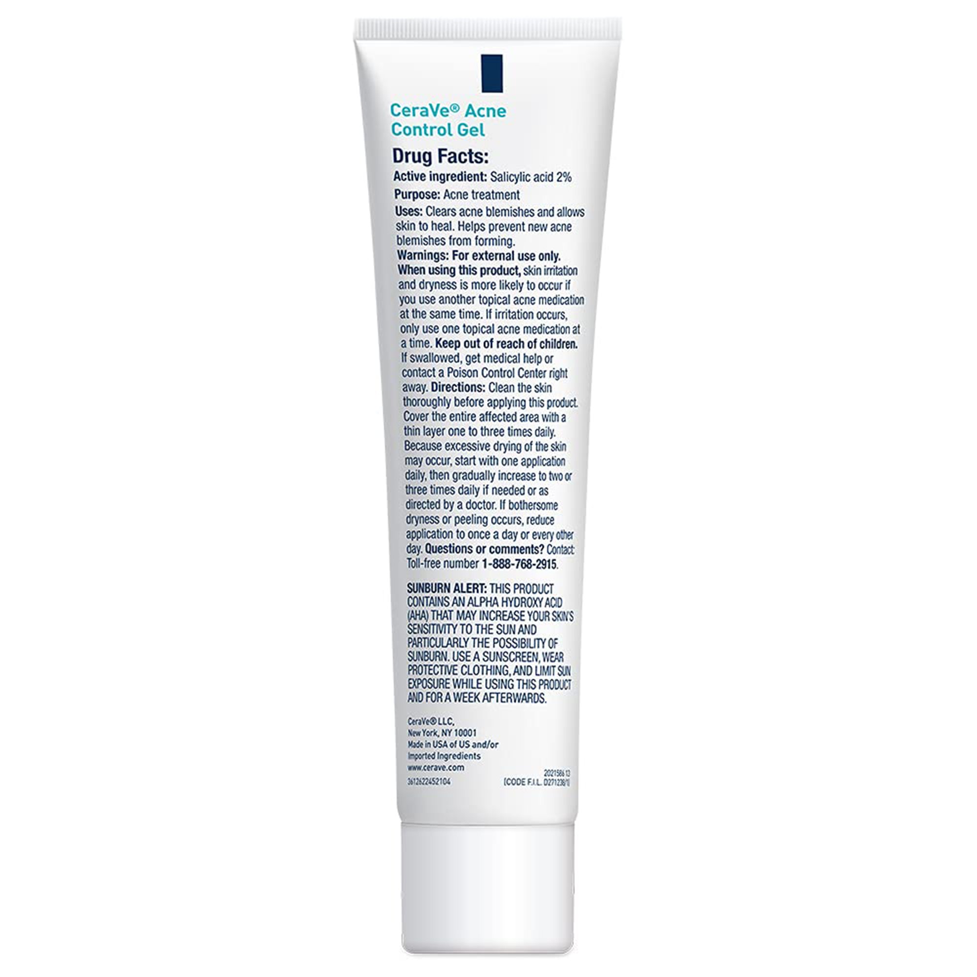 Loreal USA 60600057517 - CeraVe® 2% Salicylic Acid Acne Control Gel, 1.35-ounce Tube - 1/Each