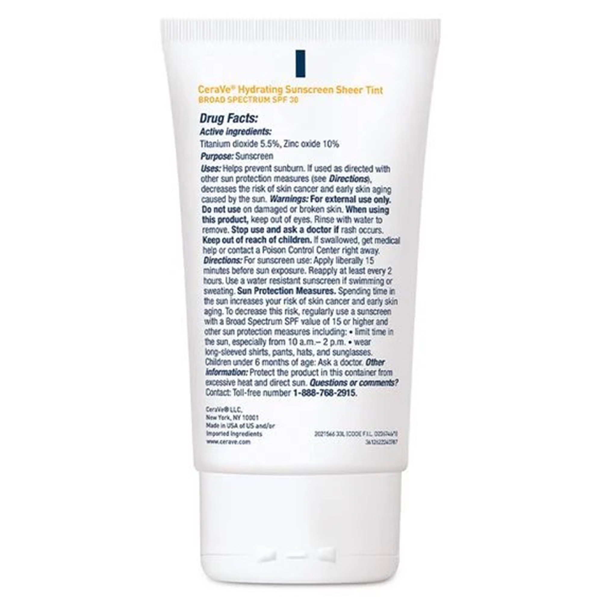 Loreal USA 60600051231 - CeraVe® Hydrating Mineral Sunscreen Medium Sheer Tint, SPF 30, 1.7-ounce Tube - 1/Each