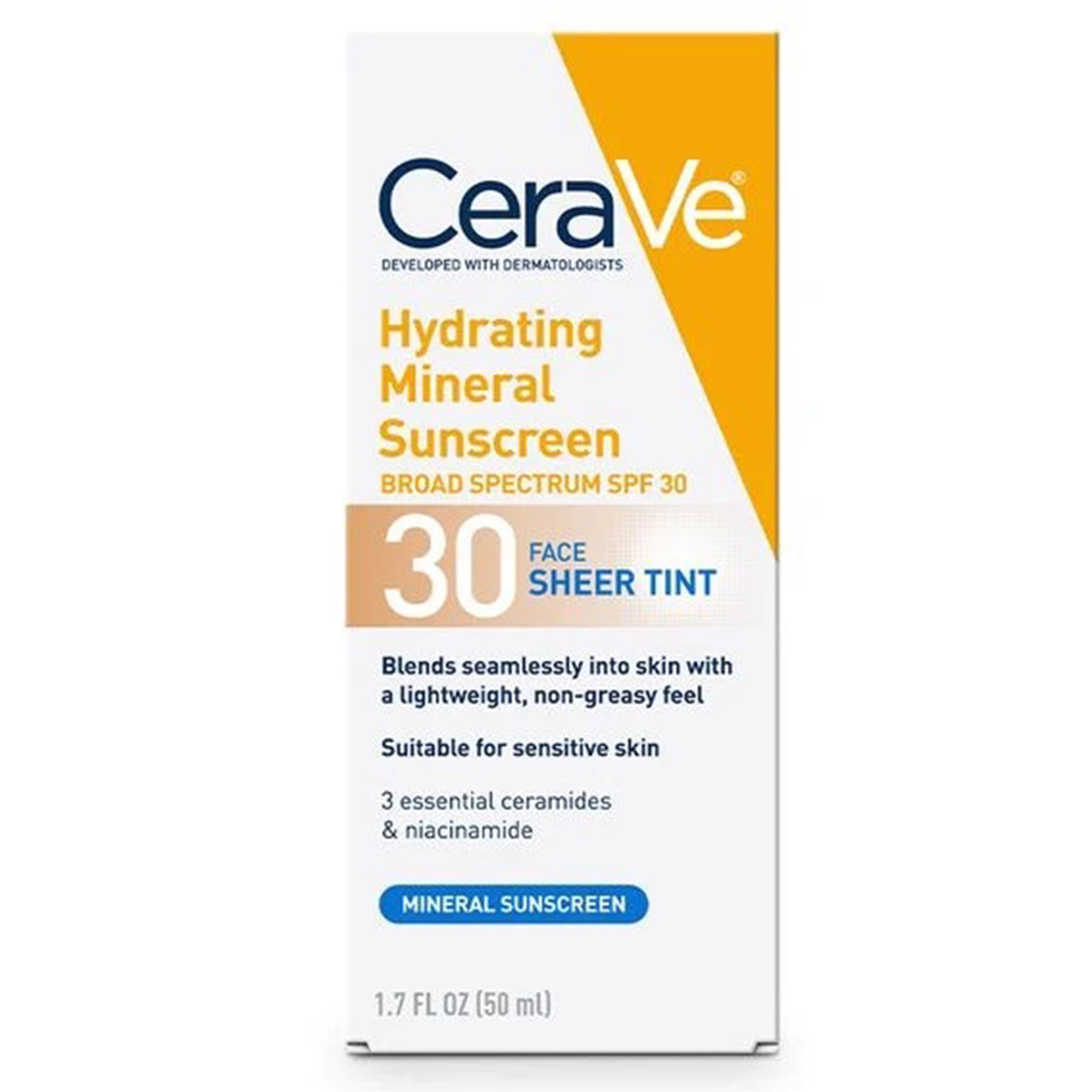 Loreal USA 60600051231 - CeraVe® Hydrating Mineral Sunscreen Medium Sheer Tint, SPF 30, 1.7-ounce Tube - 1/Each