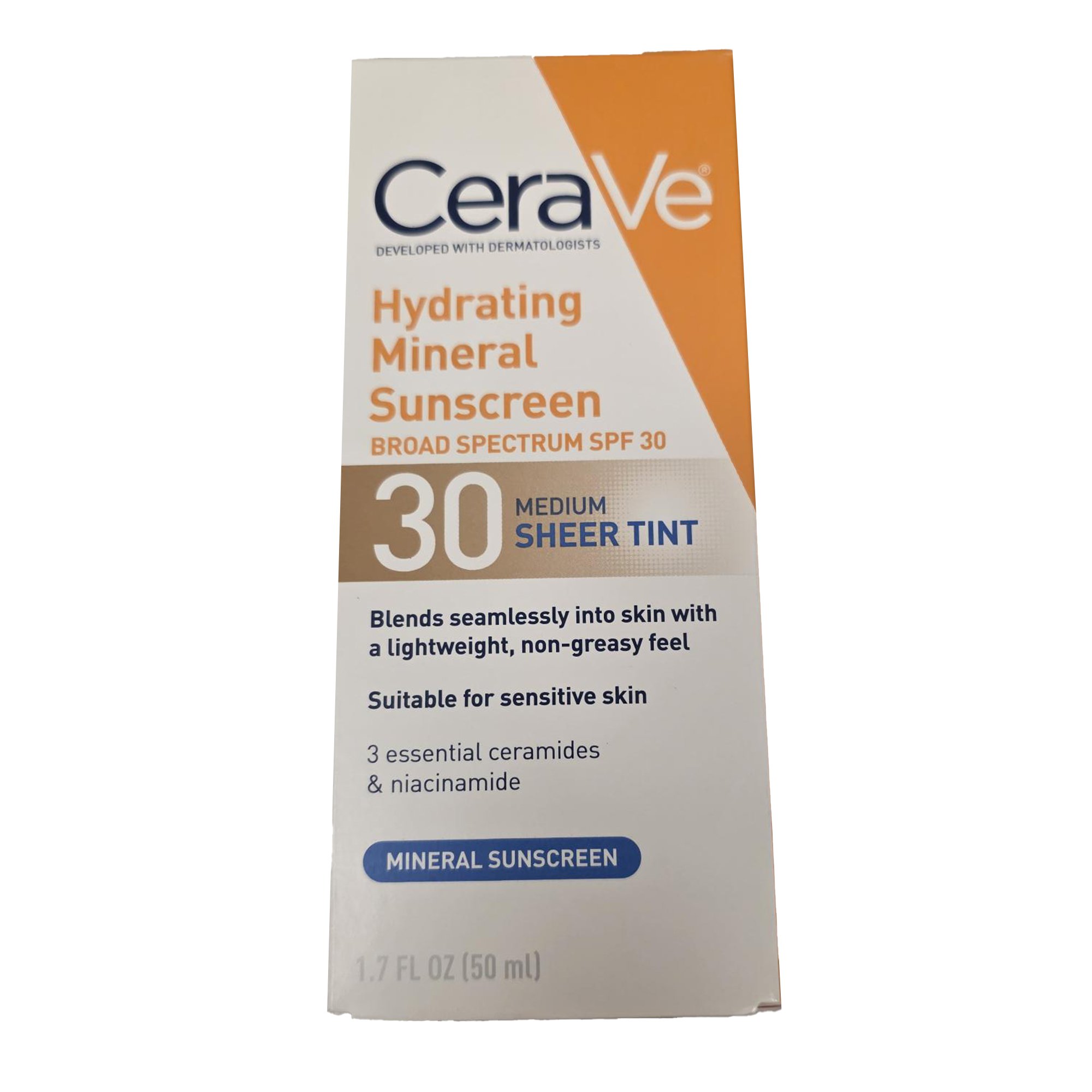 Loreal USA 60600051231 - CeraVe® Hydrating Mineral Sunscreen Medium Sheer Tint, SPF 30, 1.7-ounce Tube - 1/Each