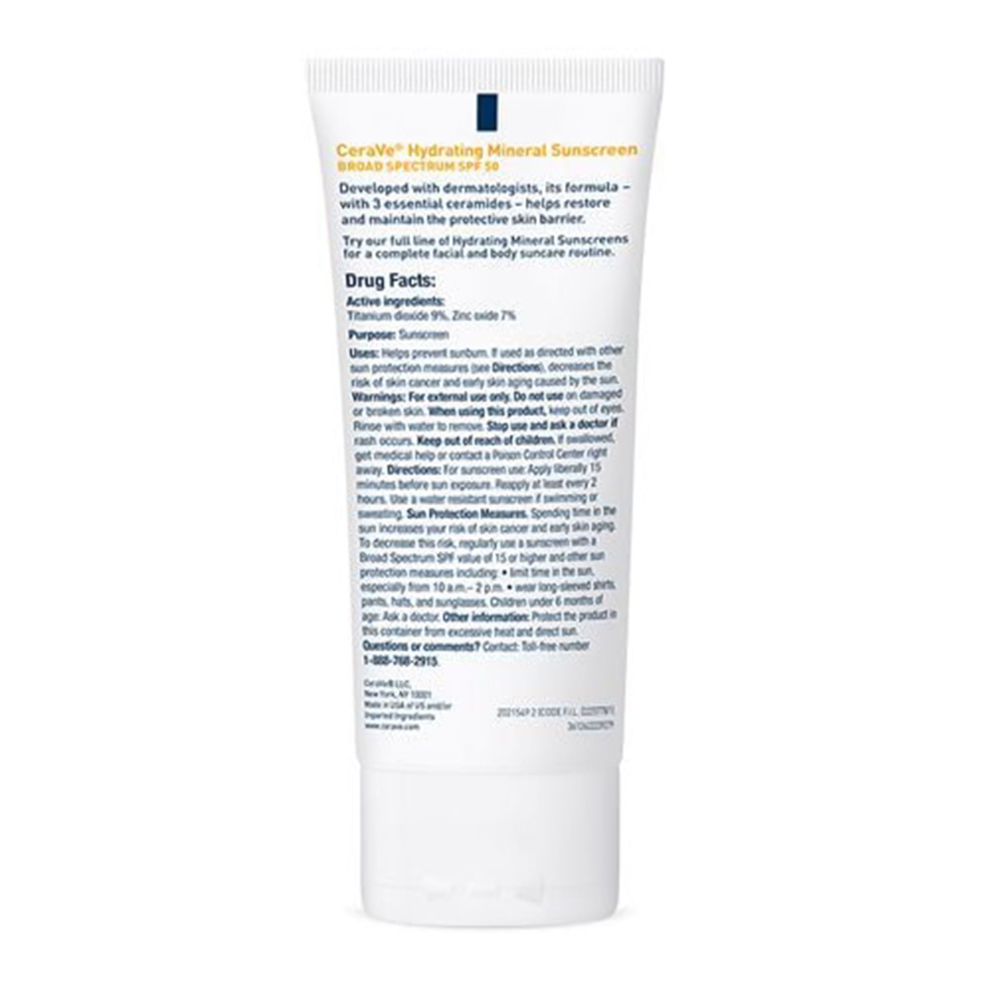 Loreal USA 60600051495 - CeraVe® Hydrating Mineral Sunscreen Body SPF 50, 2.5-ounce Tube - 1/Each