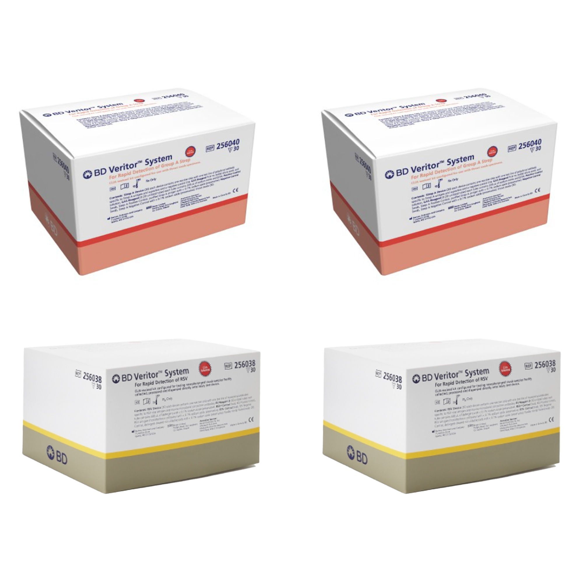 BD - 256132 Respiratory Test Kit BD Veritor™ System RSV / Strep A Respiratory Value Pack 4 Kits X 30 Tests Each CLIA Waived