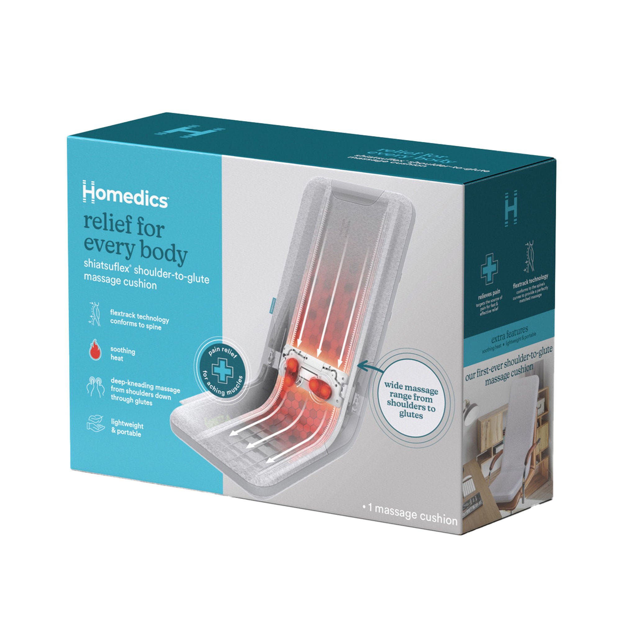 HoMedics USA LLC - MCS-512HJ Homedics® Relief for Every Body shiatsuflex Shoulder-to-Glue Massage Cushion