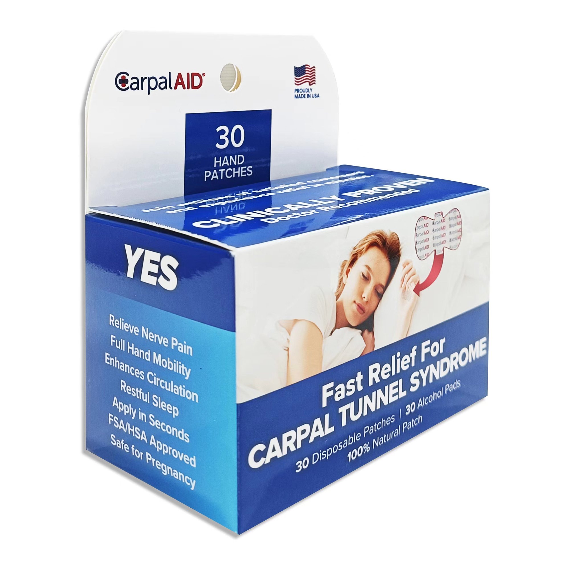 Carpal AID LLC CA-30PK UNI - Carpal Aid® Patch Hand-Based Carpal Tunnel Support - 30/Pack, 1440/Case