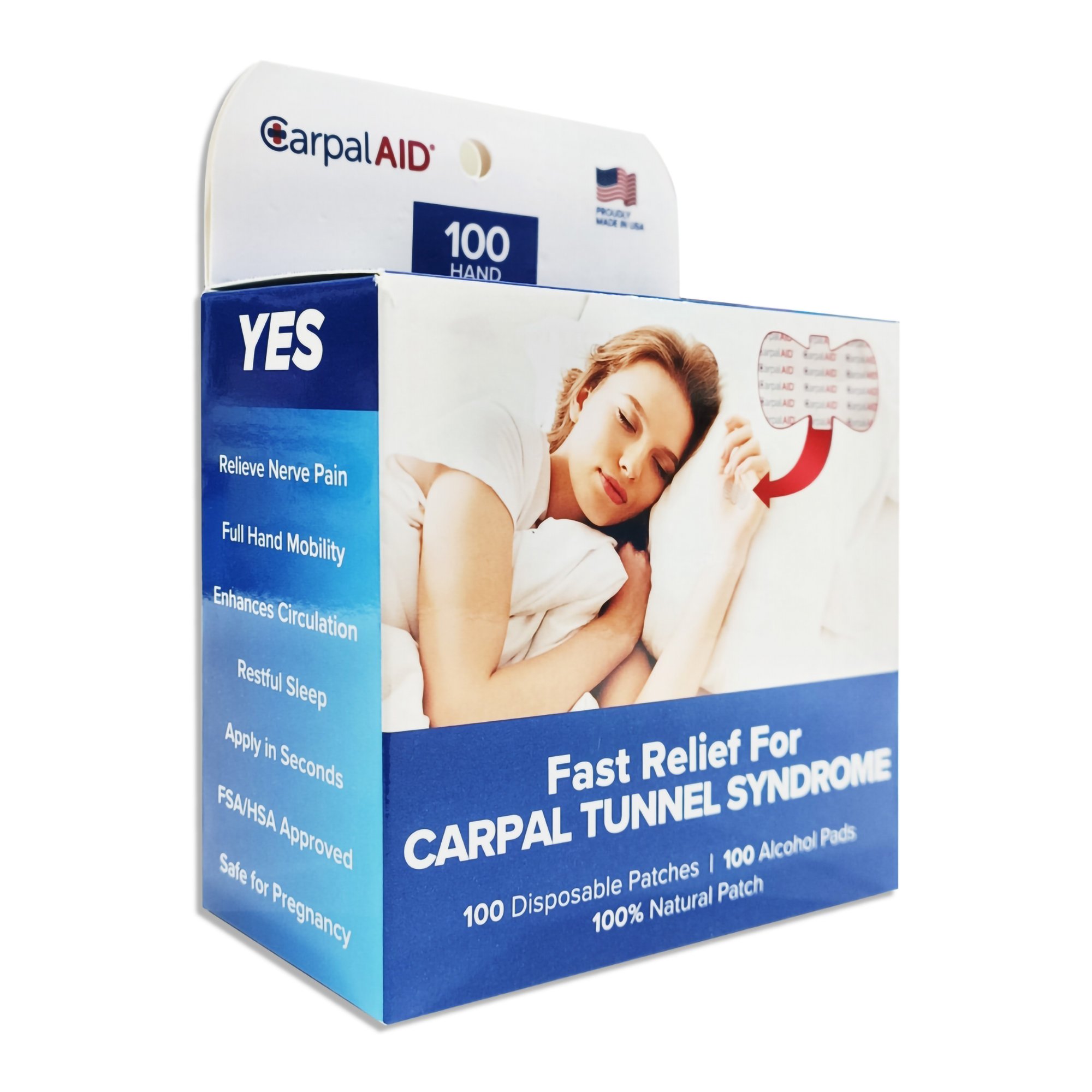 Carpal AID LLC CA-100PK UNI - Carpal Aid® Patch Hand-Based Carpal Tunnel Support - 100/Pack, 4800/Case