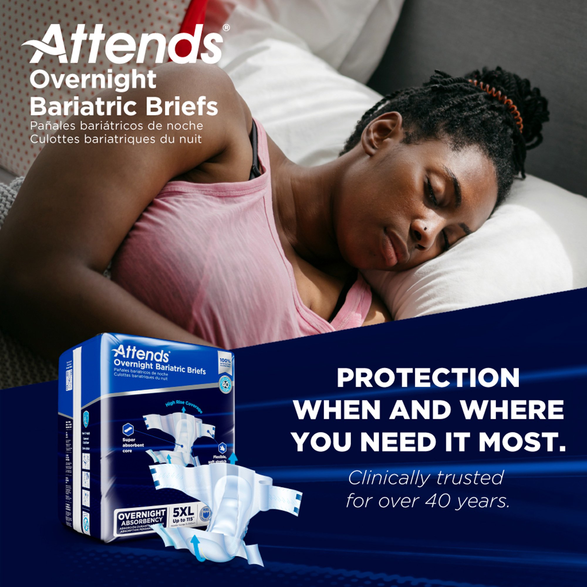 Attends Healthcare Products DD70 - Attends® Overnight Bariatric Briefs, 5X-Large - 8/Bag, 32/Case