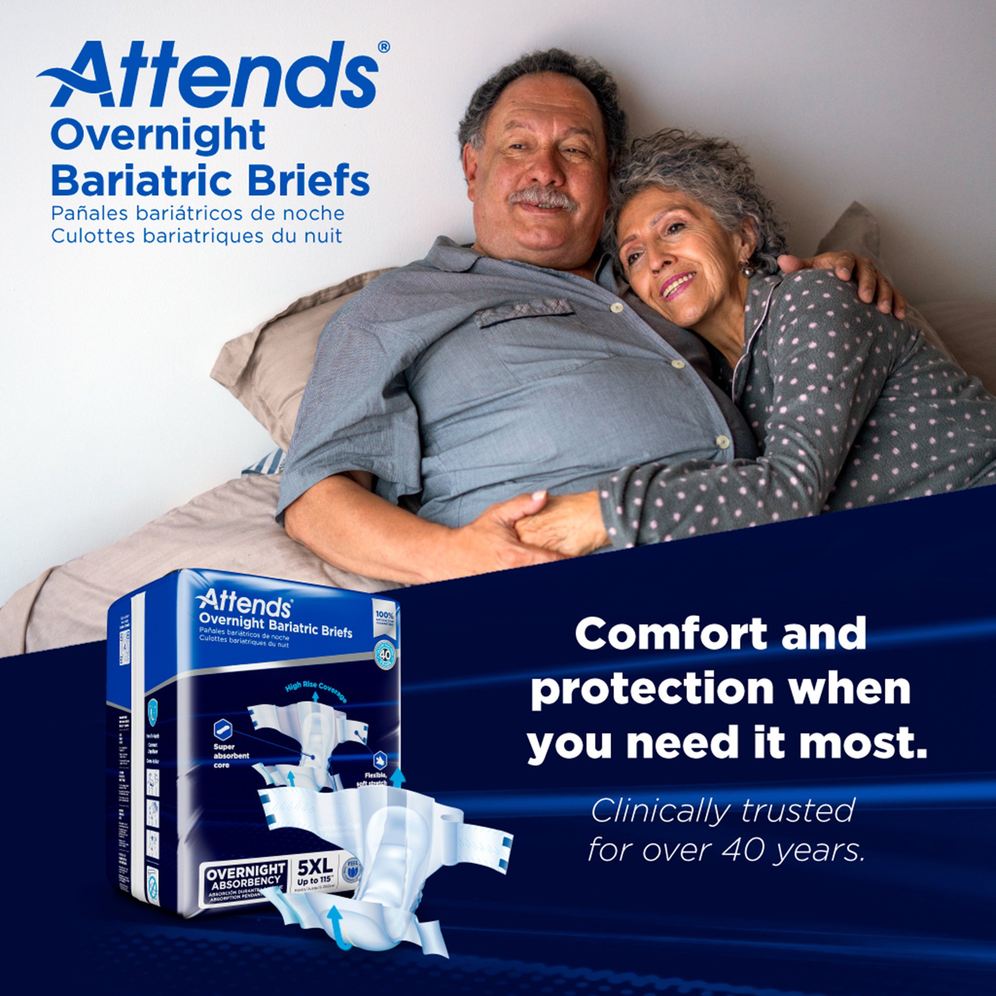 Attends Healthcare Products DD70 - Attends® Overnight Bariatric Briefs, 5X-Large - 8/Bag, 32/Case