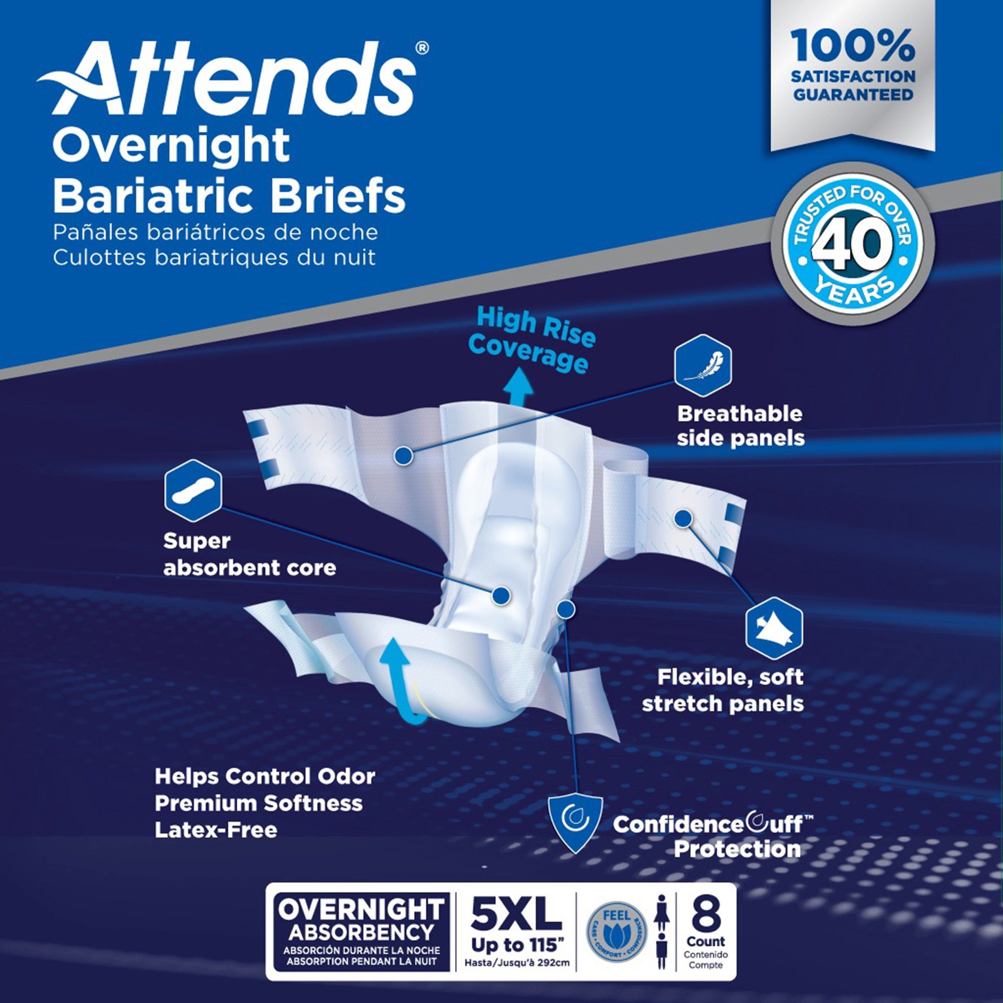 Attends Healthcare Products DD70 - Attends® Overnight Bariatric Briefs, 5X-Large - 8/Bag, 32/Case