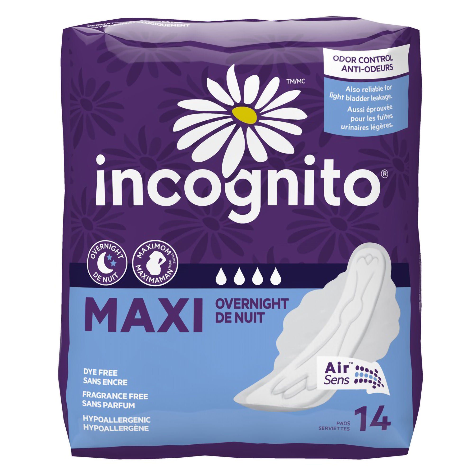 First Quality Products LLC - MCX-214 Feminine Pad Incognito® Maxi with Wings / Overnight Heavy Absorbency