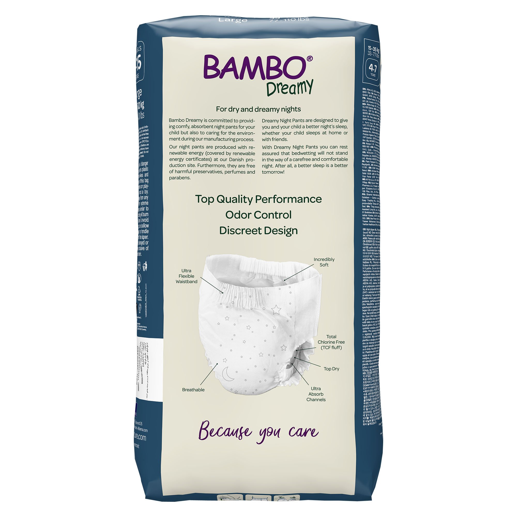 Abena North America 1000024825 - Bambo Nature Dreamy Night Pants, Large - 10/Pack, 60/Case