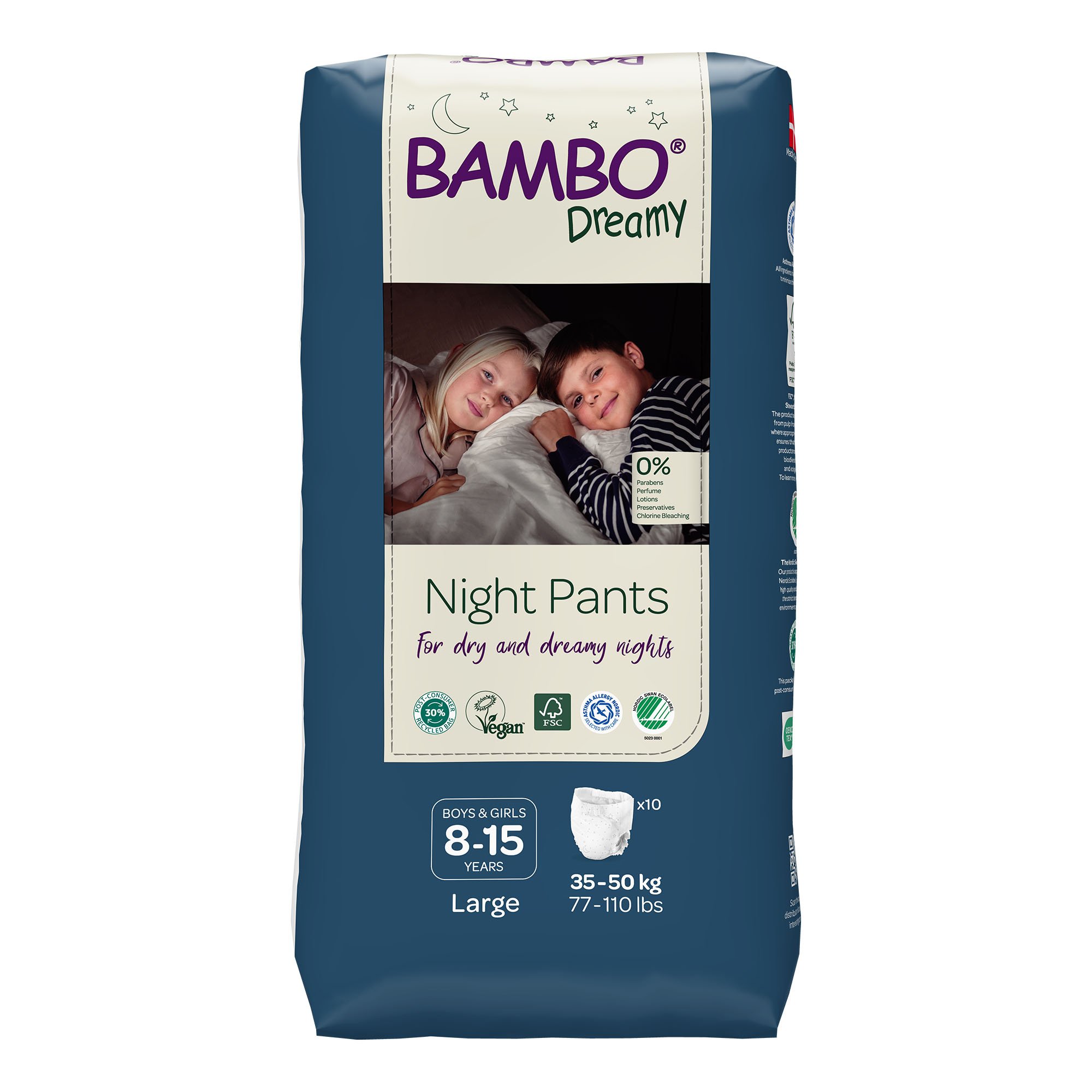 Abena North America 1000024825 - Bambo Nature Dreamy Night Pants, Large - 10/Pack, 60/Case