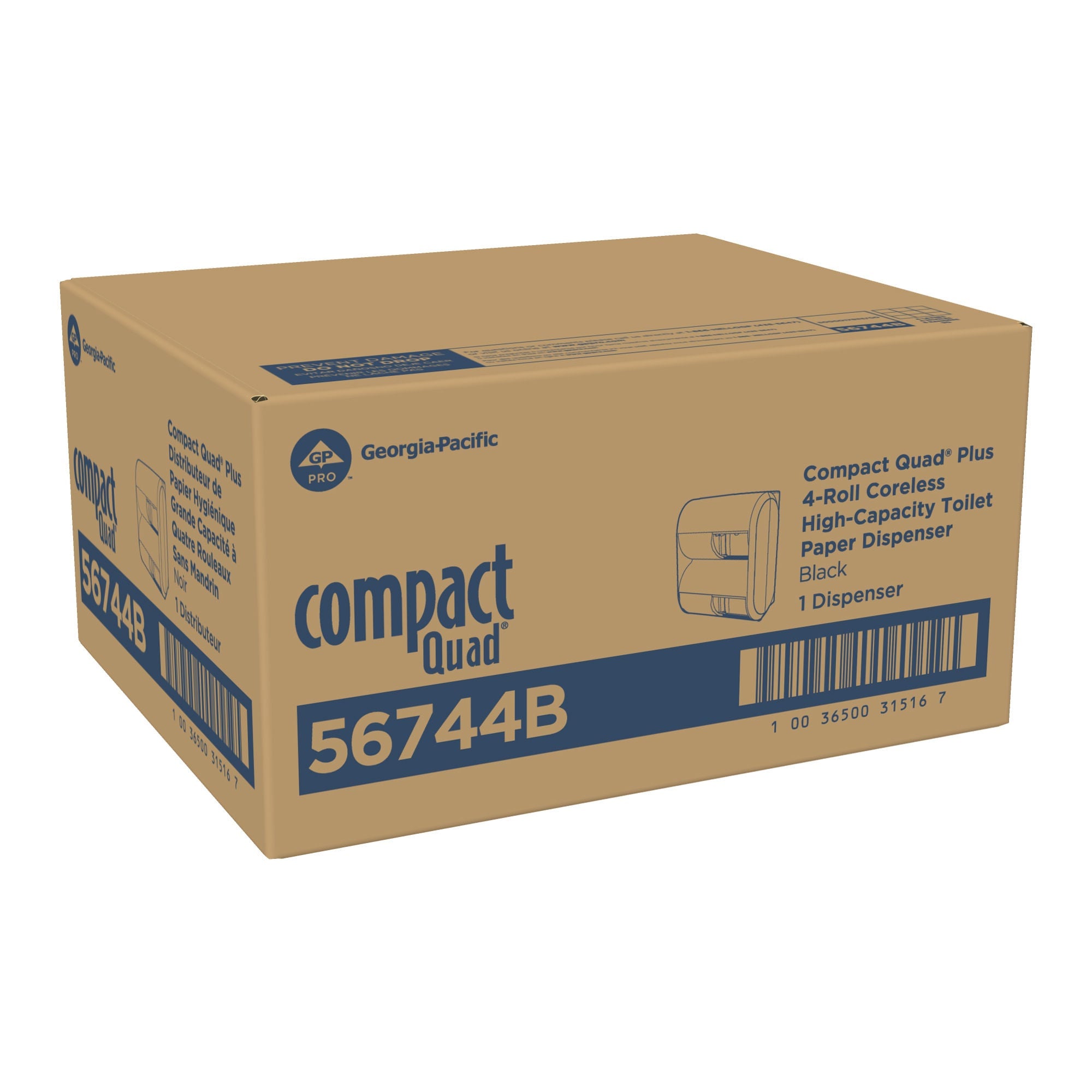 Georgia-Pacific Consumer Products LP - 56744B Toilet Paper Dispenser COMPACT® Black Manual Pull 4 Rolls Wall Mount