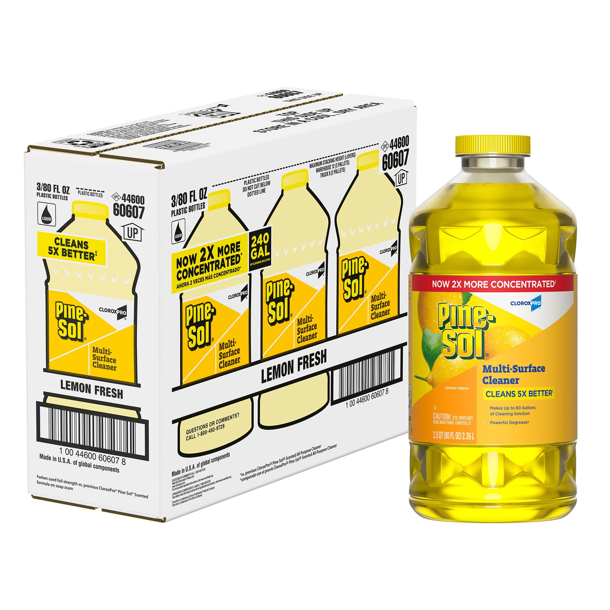 The Clorox Company - 60607 Surface Disinfectant Cleaner Pine-Sol® Manual Pour Liquid 80 oz. Bottle Lemon Scent NonSterile