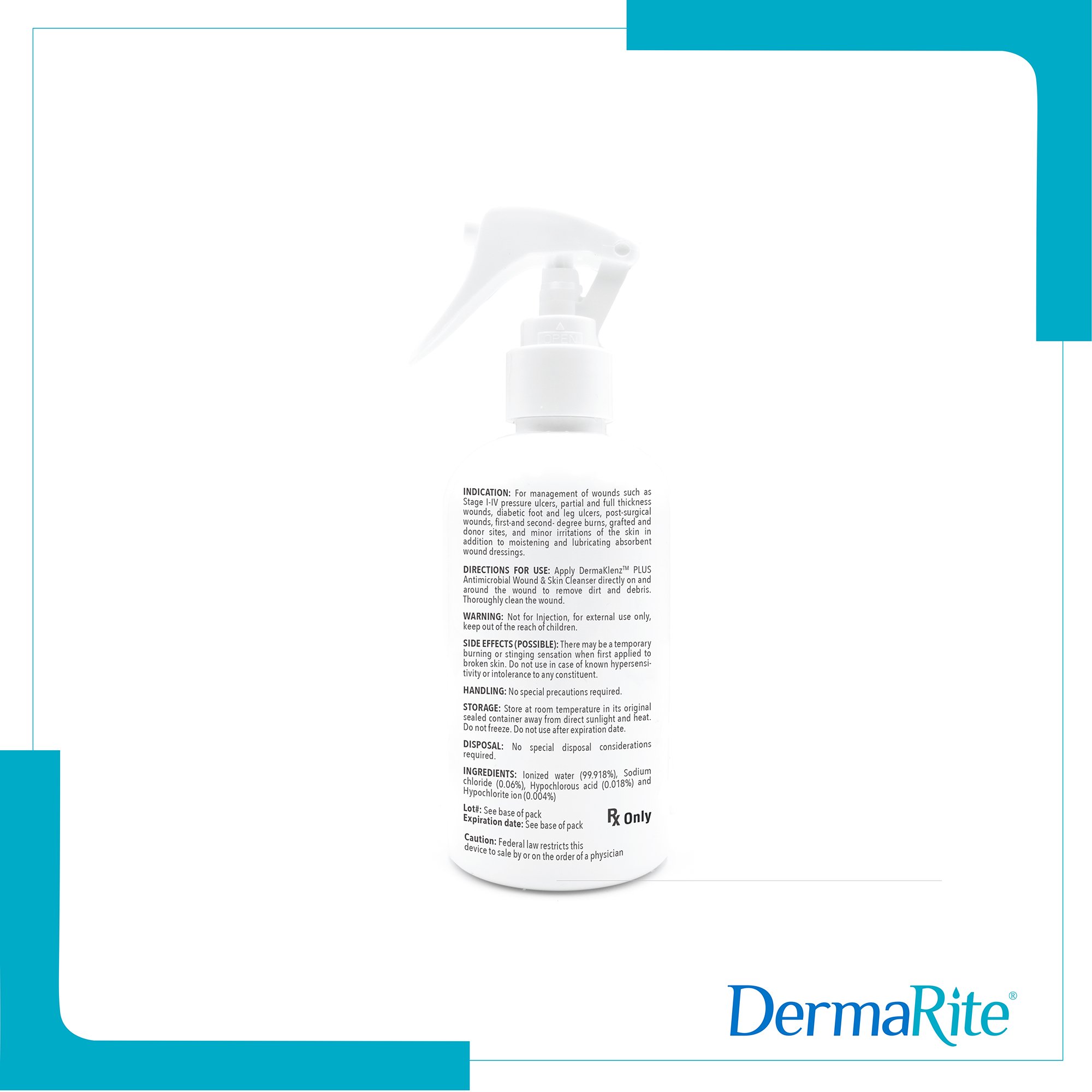Sion Brands LLC 00257 - DermaRite's DermaKlenz PLUS Wound Cleanser - Spray Bottle, 8 oz. - 1/Each, 6/Case
