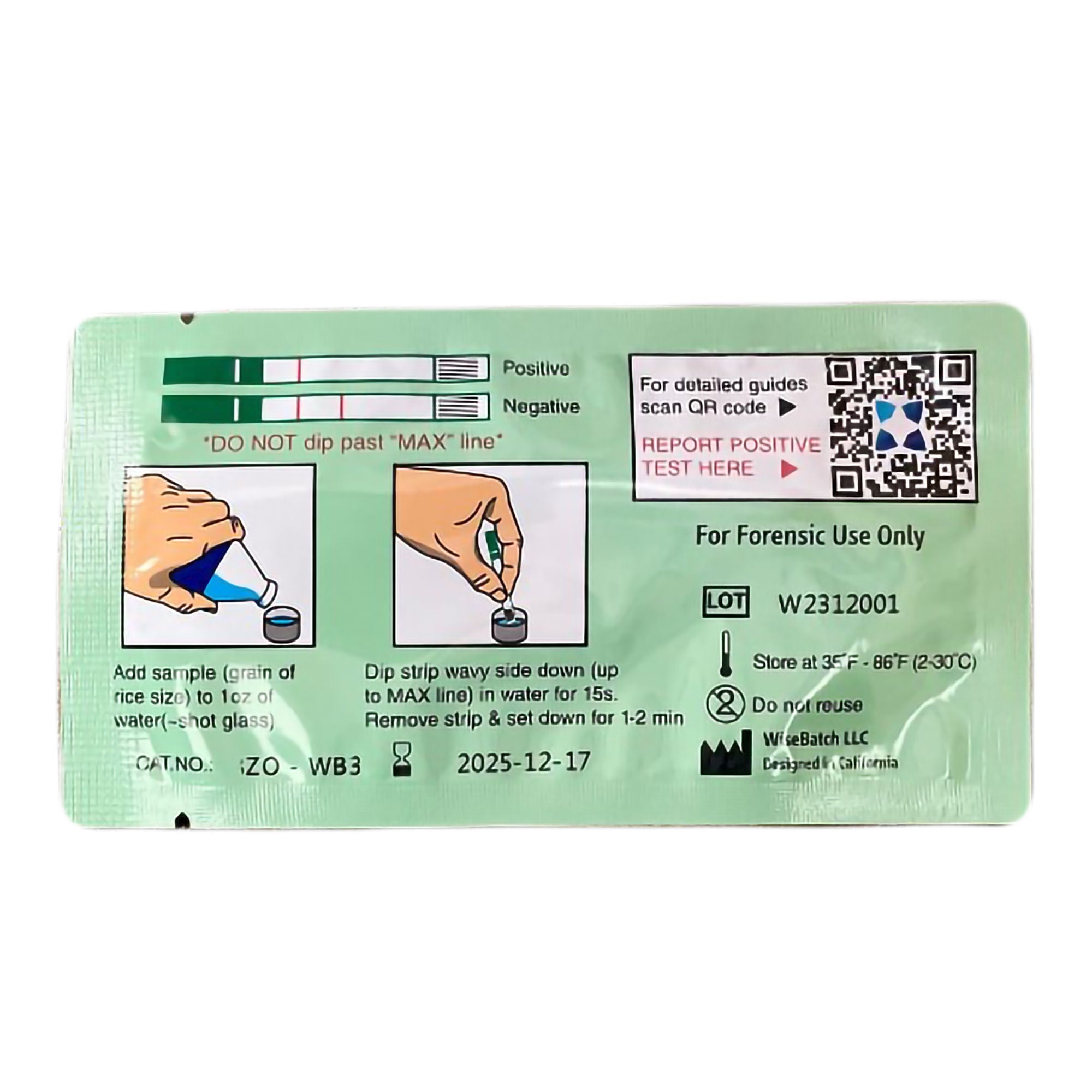 WiseBatch - BZO - WB3 Drug Identification Test Kit HarmReduction Benzodiazepine (BZO) 100 Tests