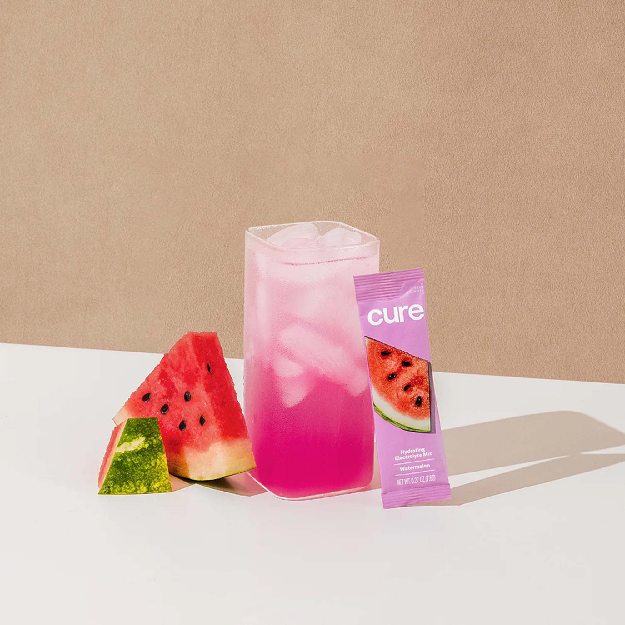 Cure Hydration HM1005 - Cure Electrolyte Drink Mix made with Coconut Water, Watermelon, 7.7-gram Packets - 14/Pack, 168/Case