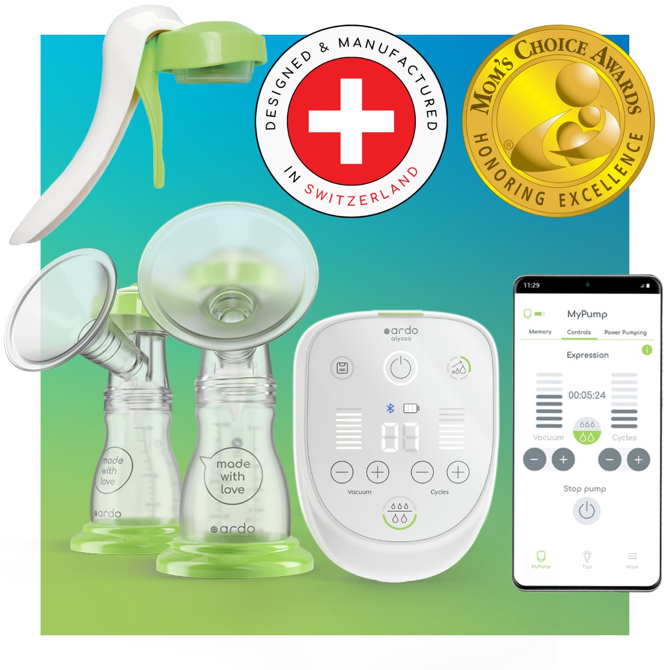 Ardo Alyssa Double Electric Breast Pump with Manual Pump Handle 63.00.510 by Ardo Medical