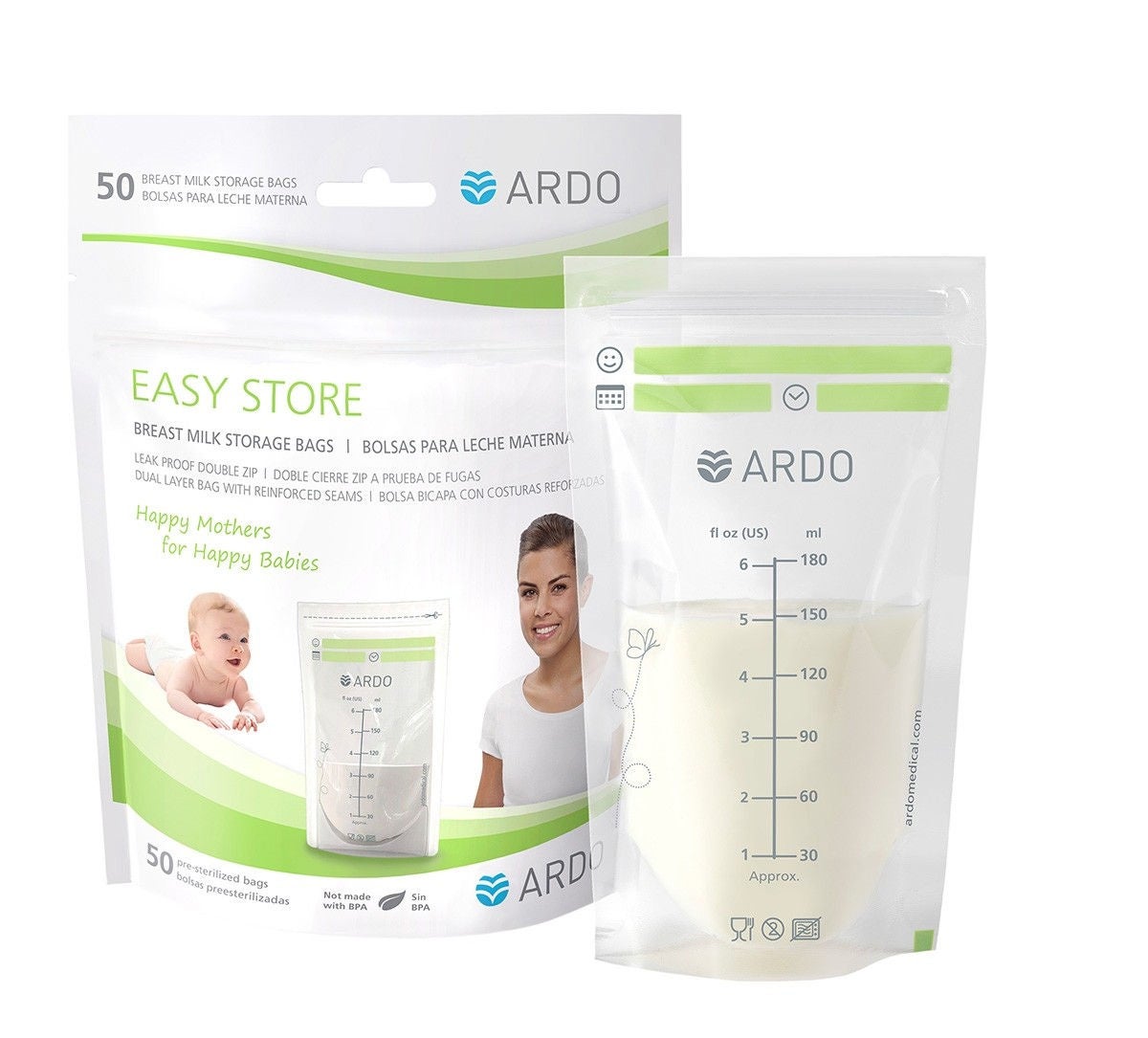 Ardo Medical Inc - 63.00.329 Breast Milk Storage Bag Easy Store 6 oz. Plastic Clear