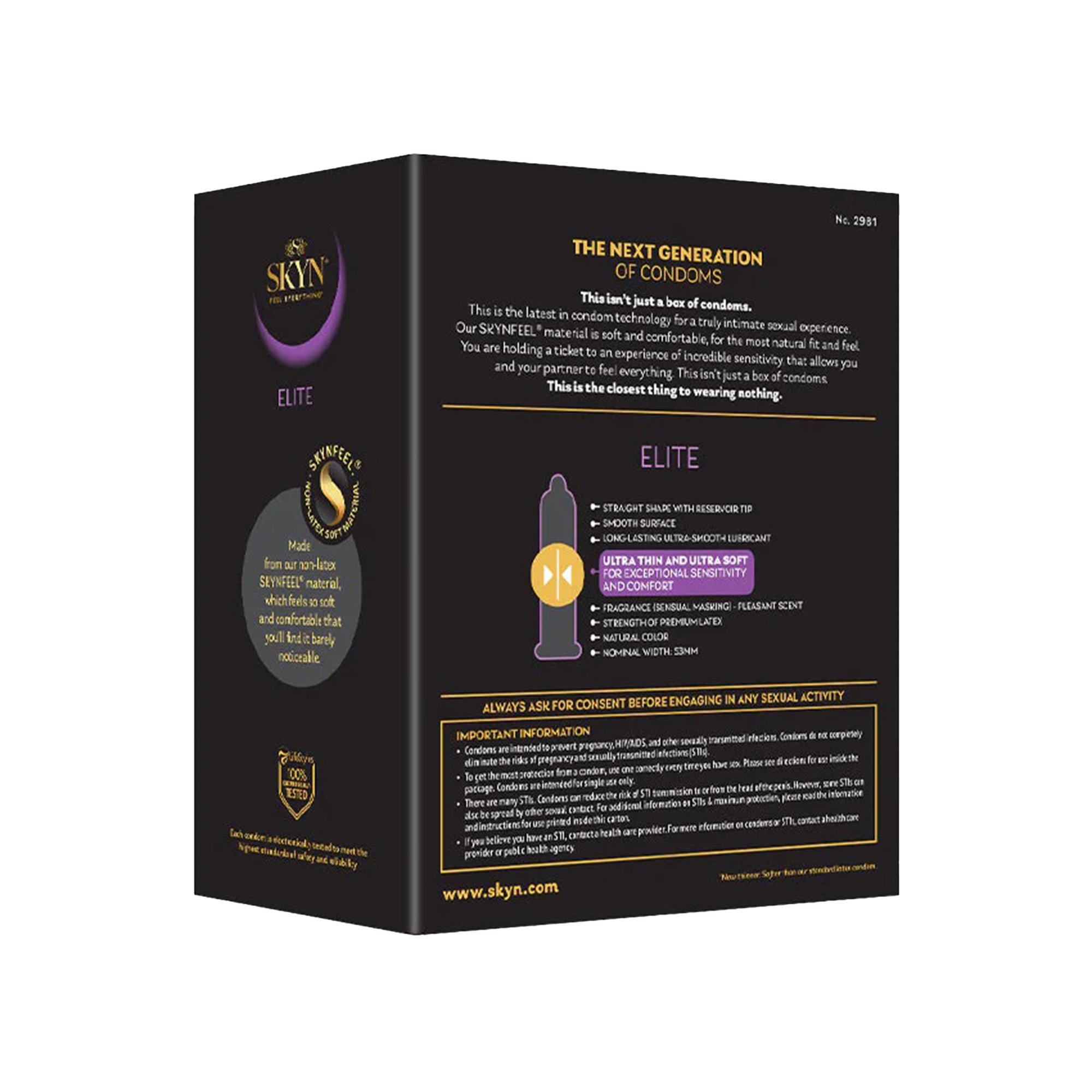 Sxwell USA 210234 - LifeStyles Skyn® Elite Nonlatex Lubricated Condoms, Ultra Thin, Ultra Soft - 1/Box, 24/Case