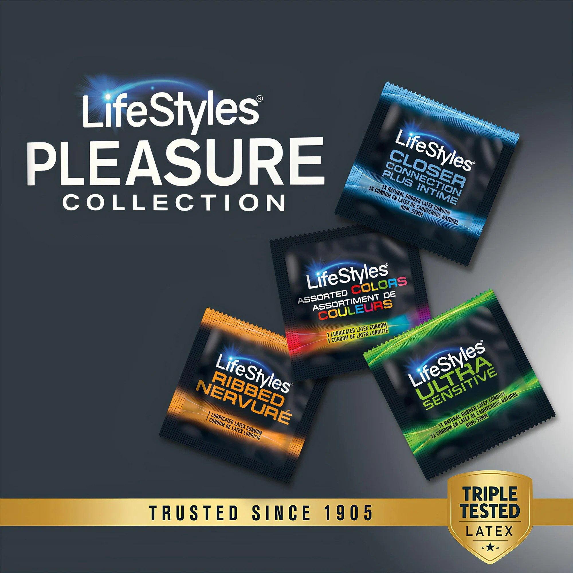 Sxwell USA 310183 - Lifestyles® Pleasure Collection Condom Variety Pack - 1/Box, 24/Case
