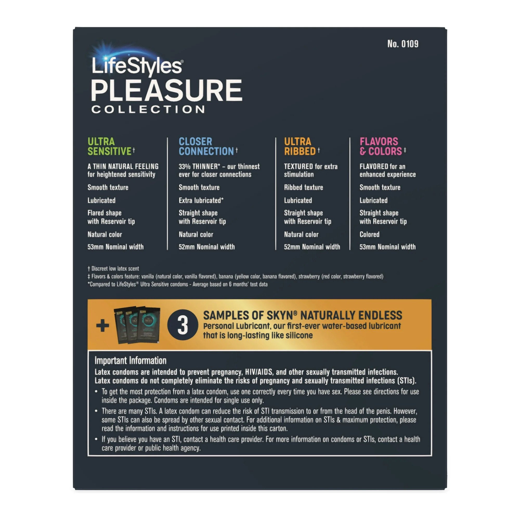 Sxwell USA 310183 - Lifestyles® Pleasure Collection Condom Variety Pack - 1/Box, 24/Case