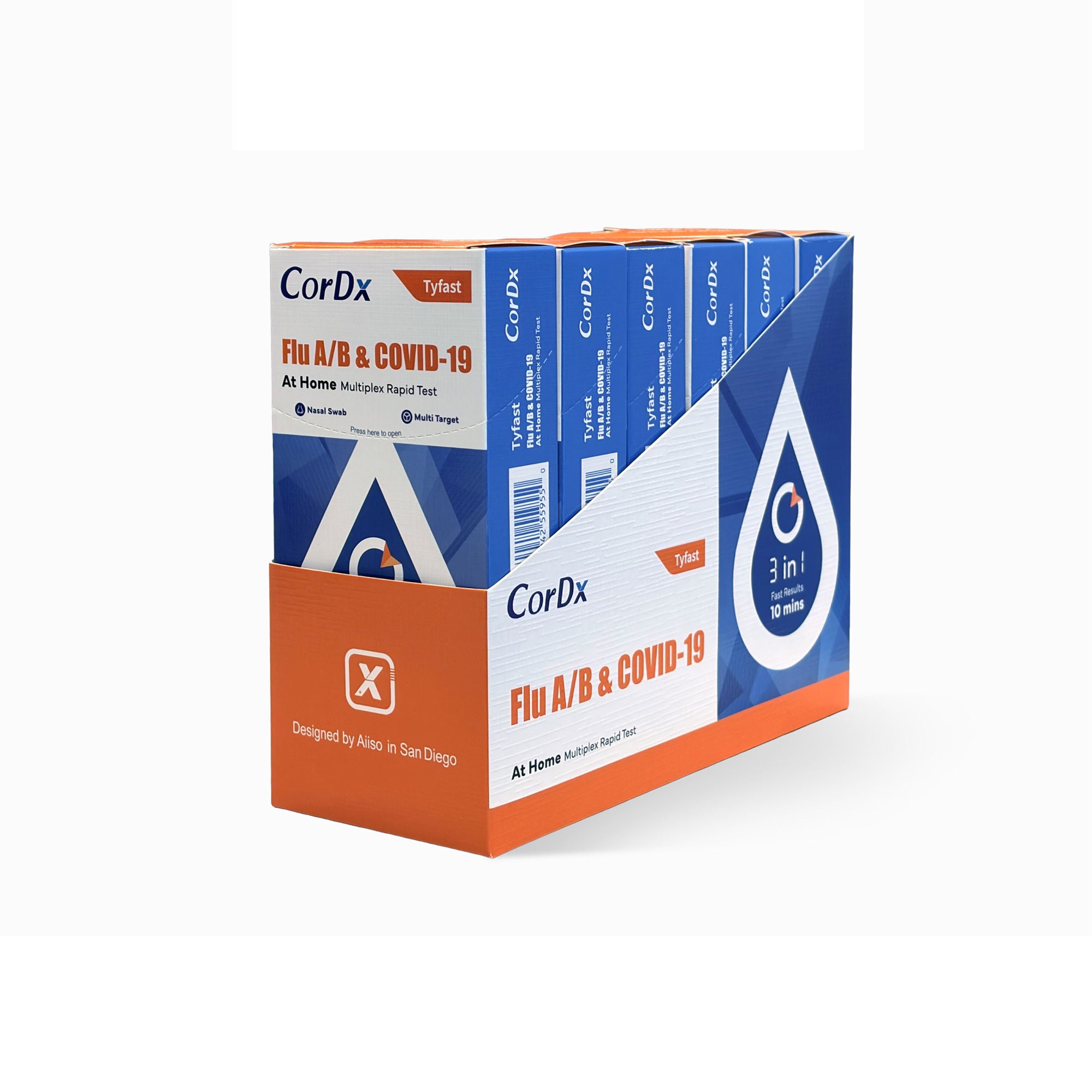CorDx Inc - ACT21002206 Respiratory Test Kit Tyfast Flu A/B & COVID-19 At Home Multiplex Rapid Test 2 Tests per Kit
