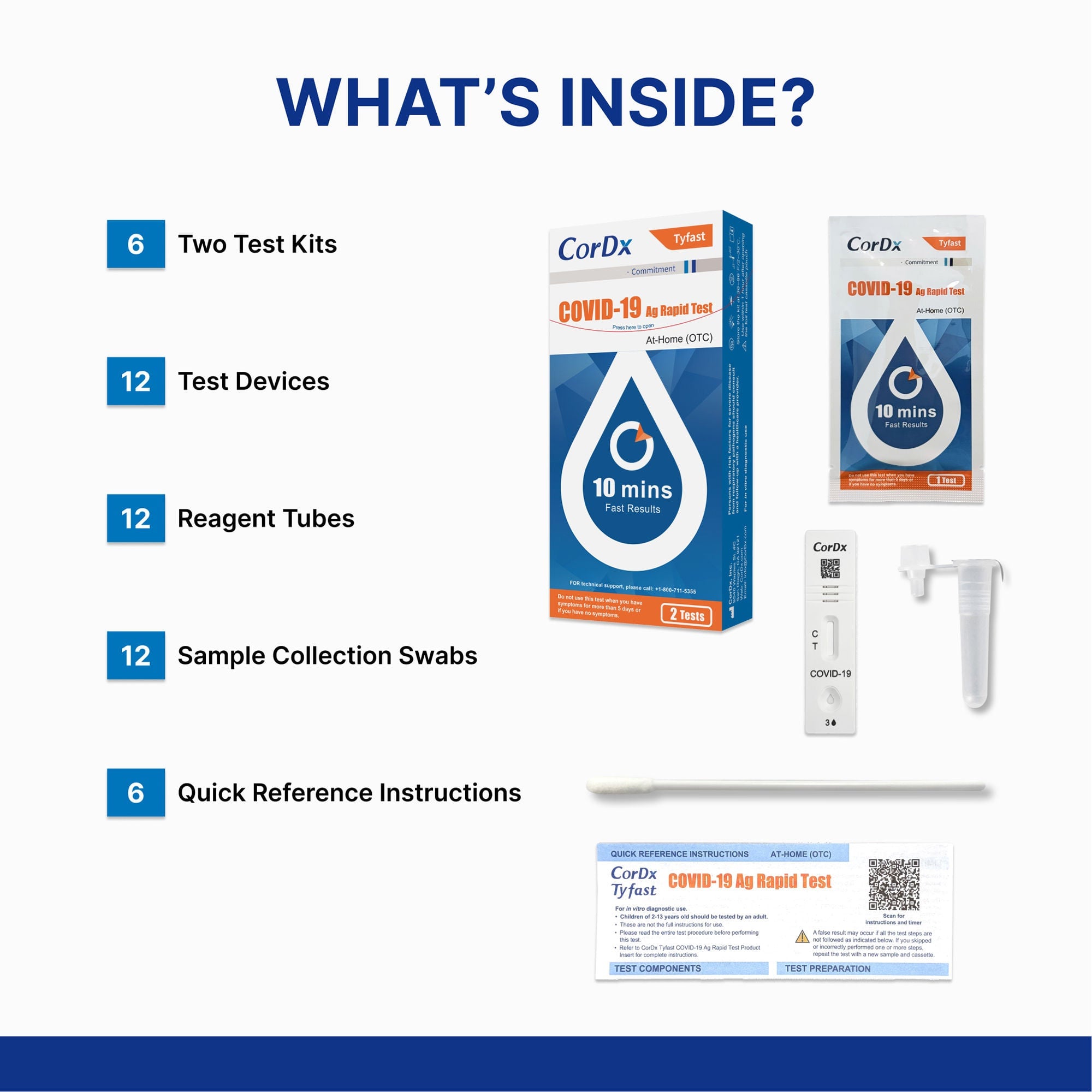 CorDx Inc - ACT210032B06 Respiratory Test Kit CorDx COVID-19 Ag Home Test 2 Tests per Kit