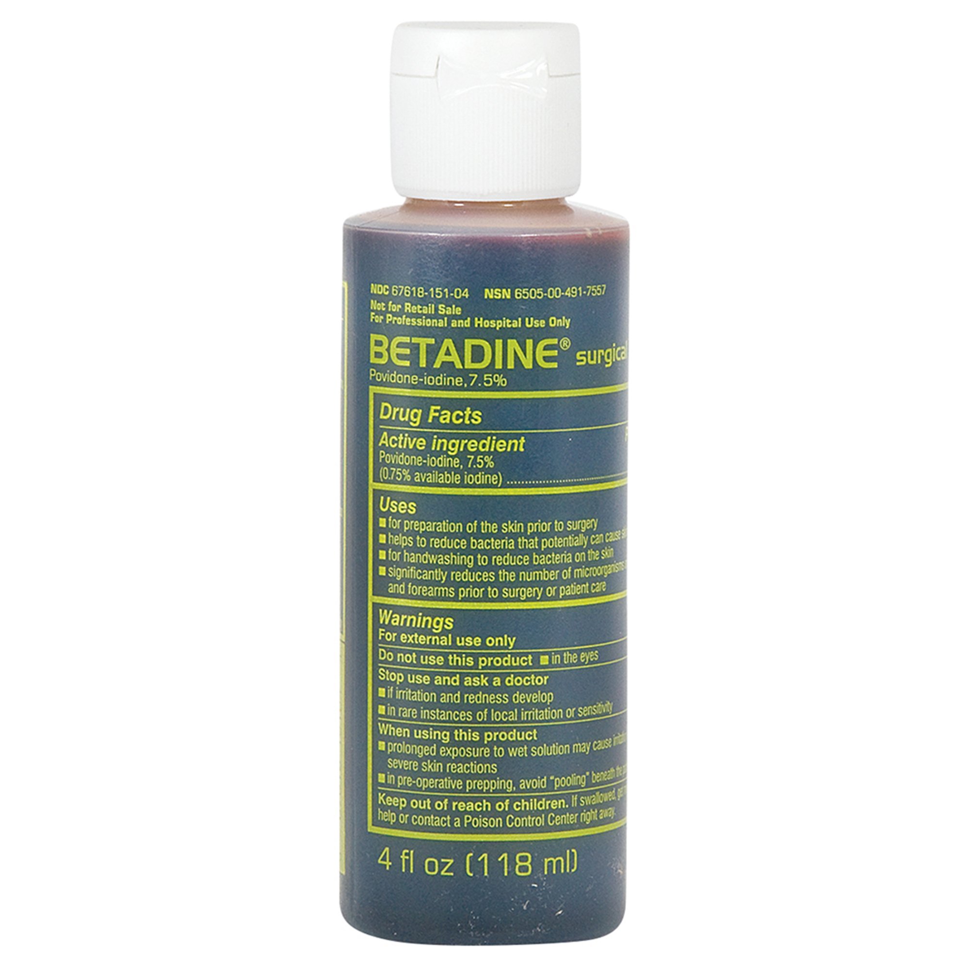 Emerson Healthcare BSUR04 - Betadine® 7.5% Strength Povidone-Iodine Surgical Scrub Solution, 4-ounce Bottle - 1/Each, 36/Case