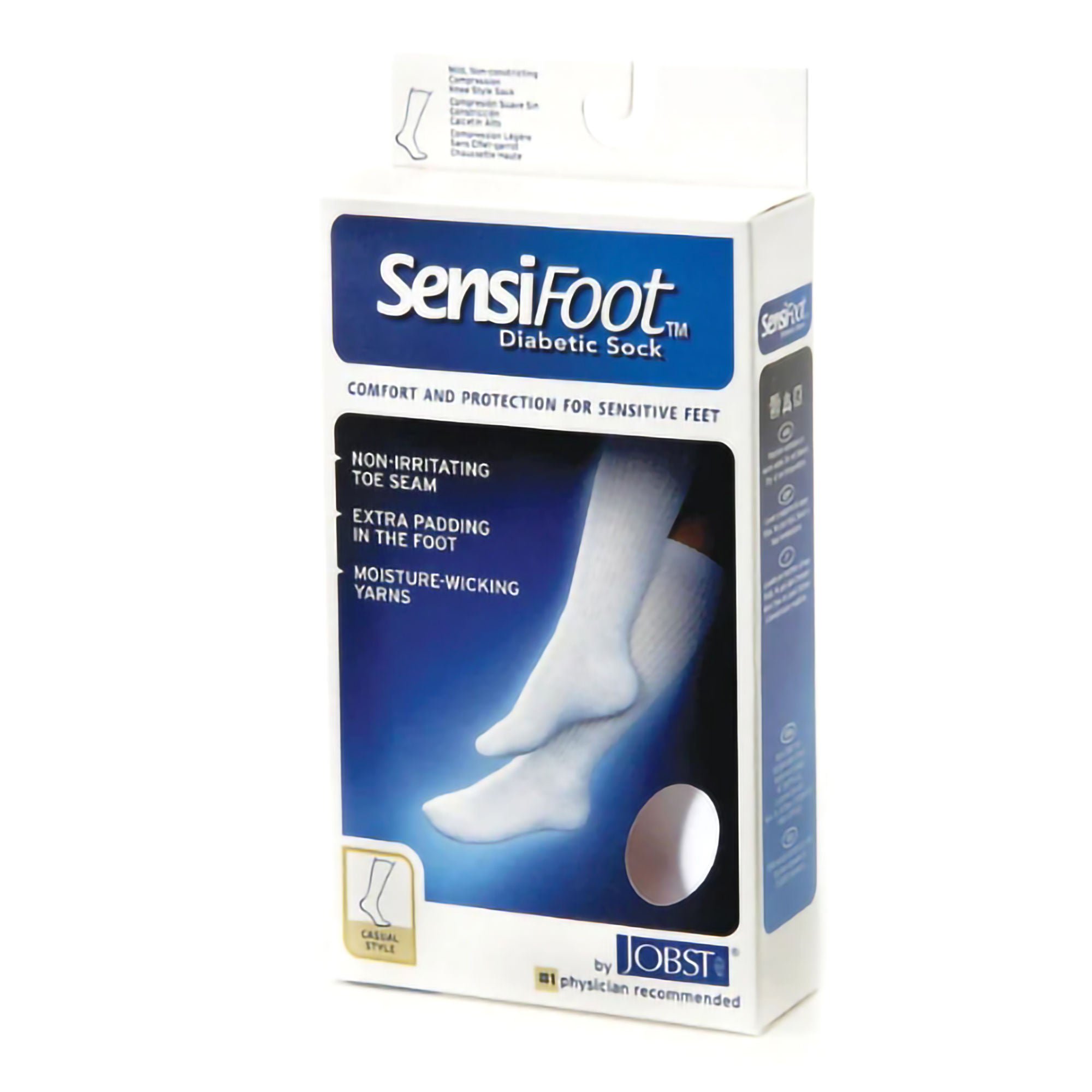 BSN Medical - 6039633 Compression Stocking Jobst® SensiFoot Diabetic Knee High Large White Closed Toe