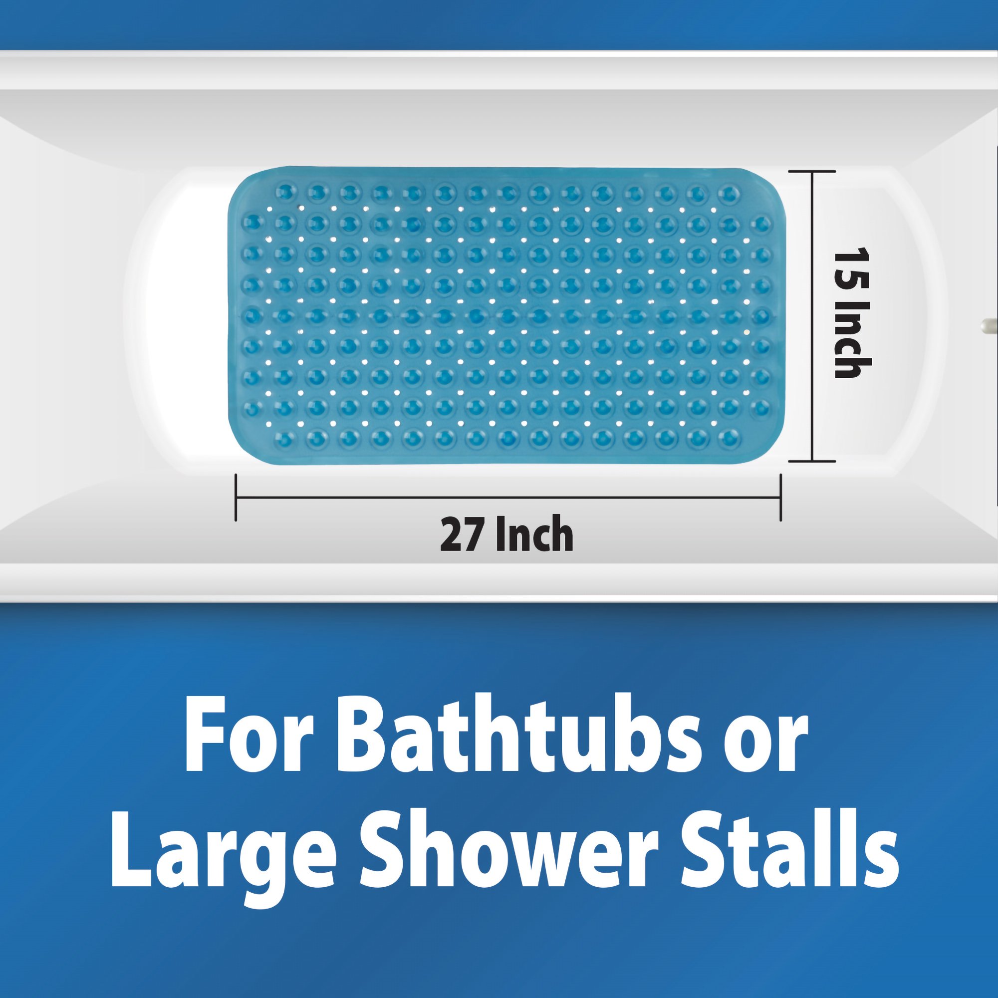 Veridian Healthcare LLC 19-110 - Theracare Bathtub Mat, Antifungal, Blue, 15 x 27 Inch - 1/Each, 20/Case