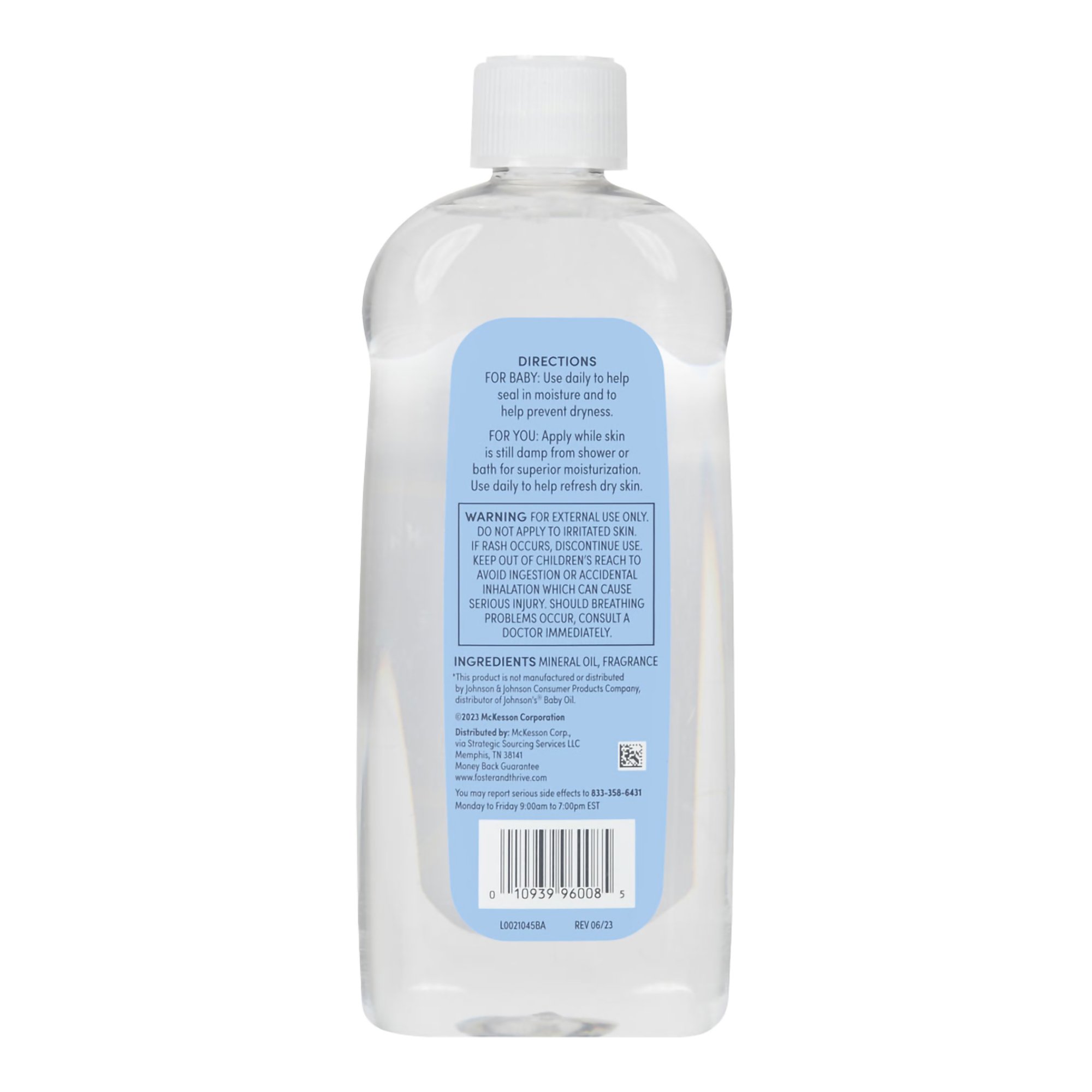 McKesson Brand 01093996008 - Foster & Thrive™ Baby Oil, 20-ounce Bottle - 1/Each