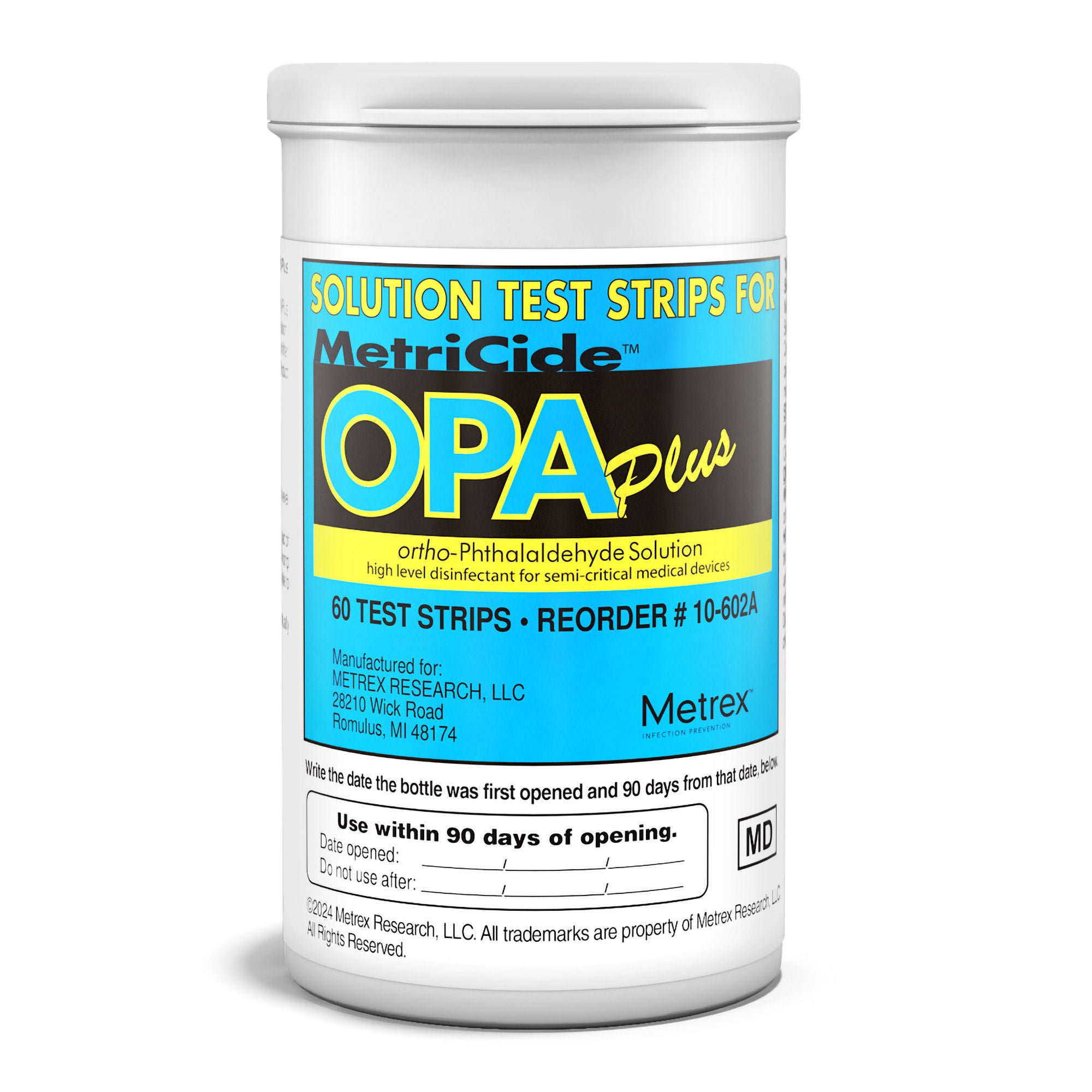 Metrex Research - 10-602A OPA Concentration Indicator MetriCide™ OPA Plus 60 Test Strips Single Use