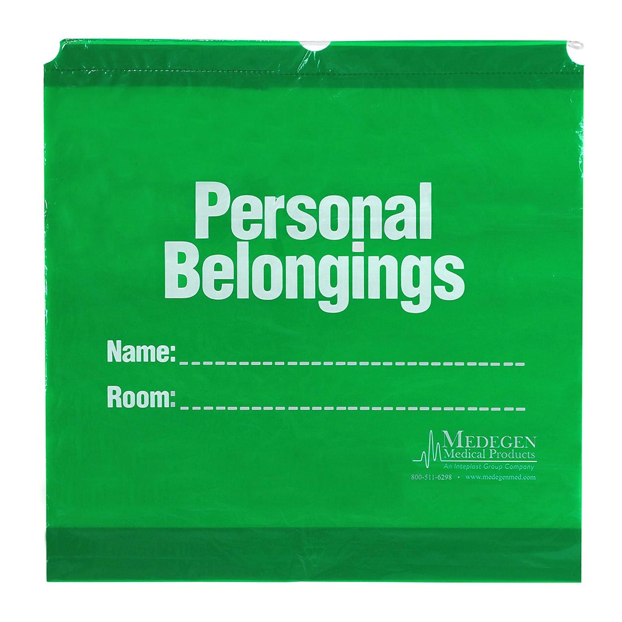 Medegen Medical Products LLC - 50-53 Patient Belongings Bag 4 X 20 X 20 Inch LLDPE Drawstring Closure Green