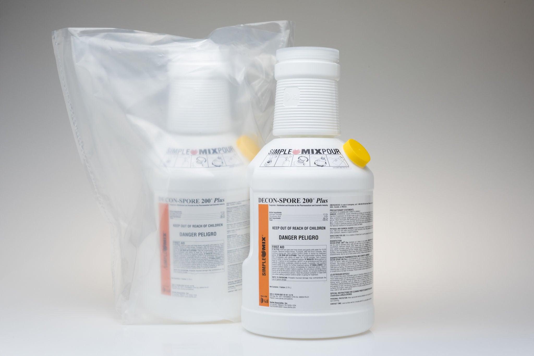 Veltek Associates - DS200-04-2-5ZA Surface Disinfectant Cleaner DECON-SPORE 200 Plus Peroxide Based Manual Pour Liquid 1 gal. Bottle Pungent Scent Sterile